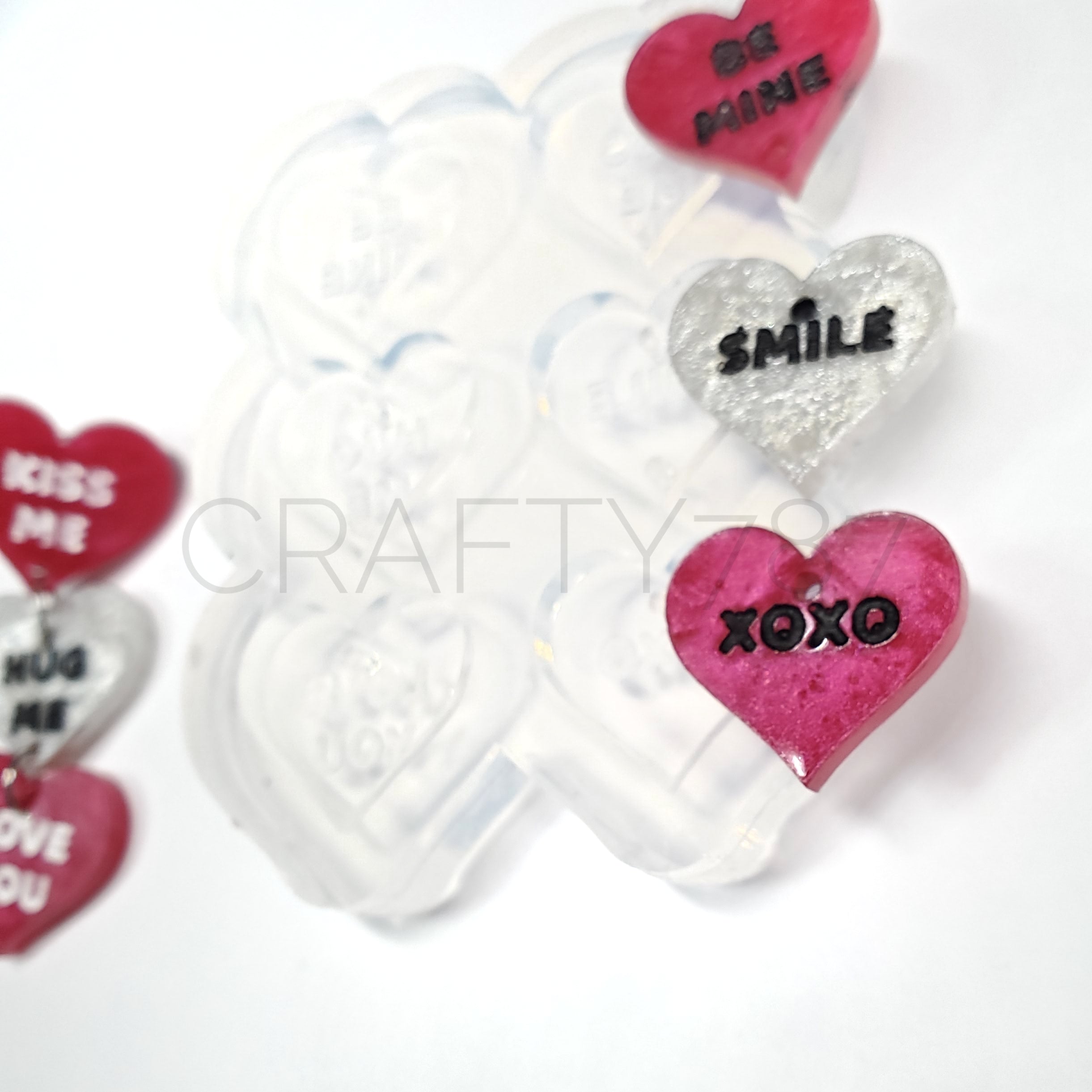 Heart Candy with Words Dangle Earring Mold (D2)