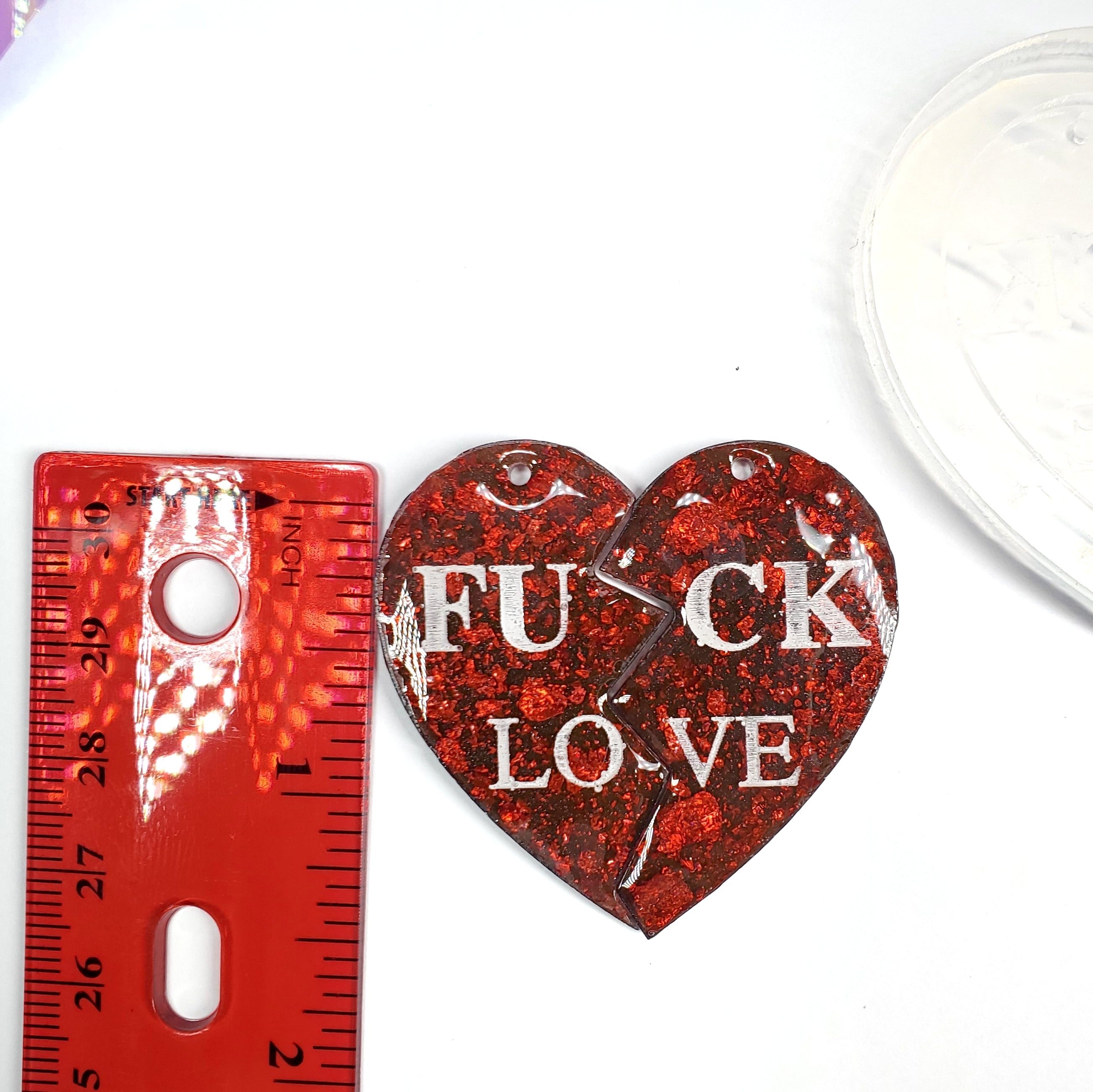 FU CK LOVE Broken Heart  Dangle Silicone Mold (D2)