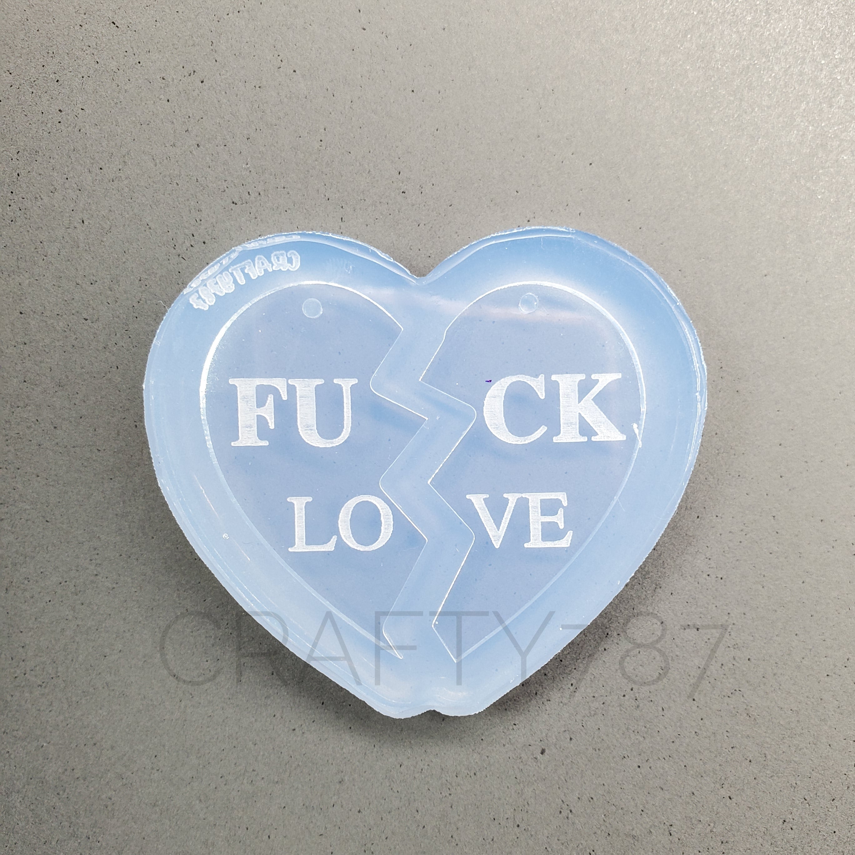 FU CK LOVE Broken Heart  Dangle Silicone Mold (D2)