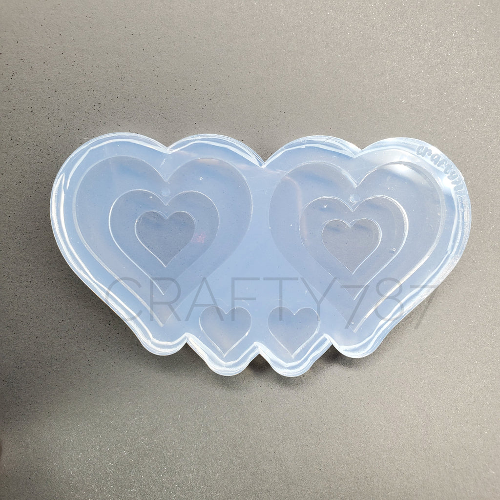 Heart Layered Dangle Earring Silicone Mold