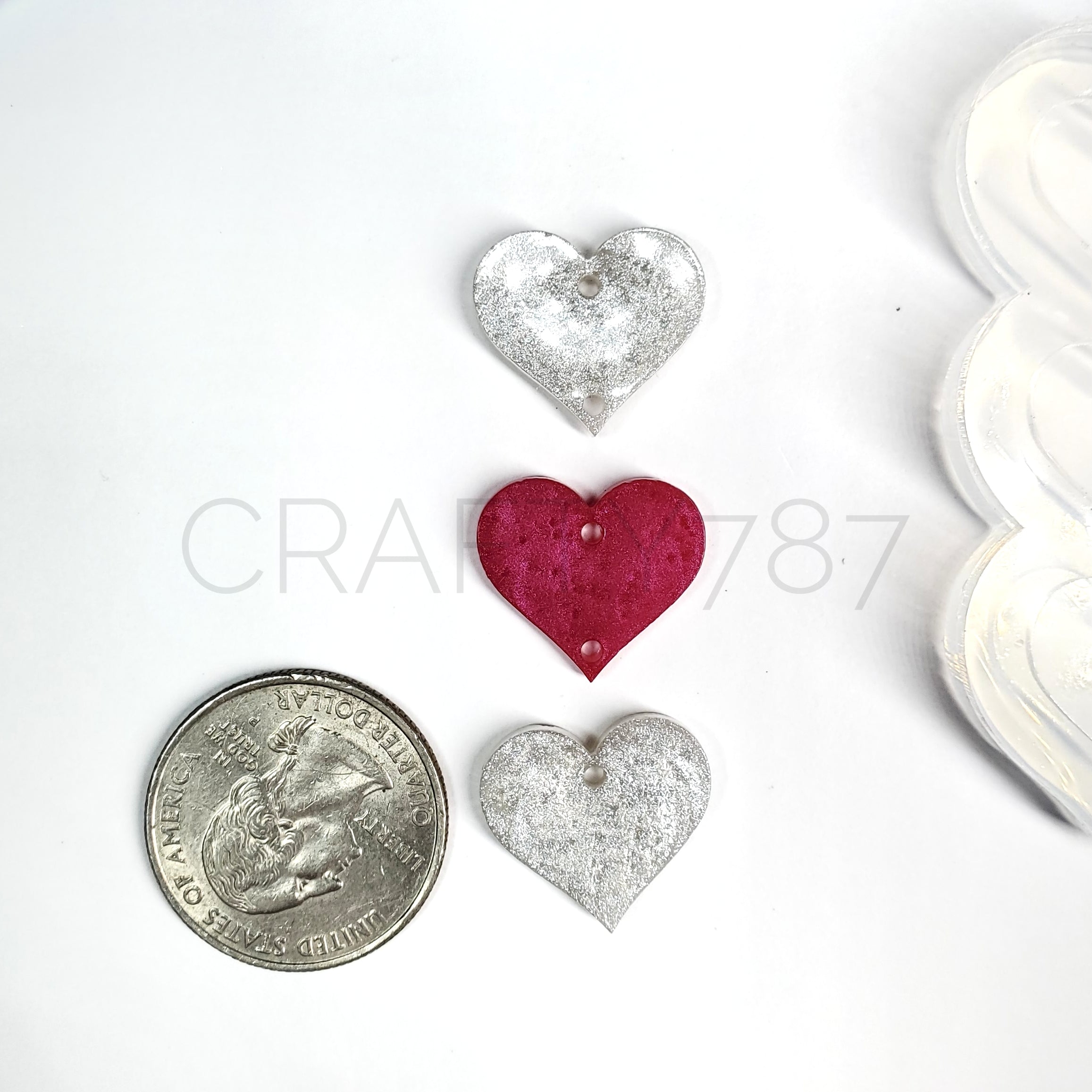 Plain 3 Heart Dangle Earring Silicone Mold (D3)