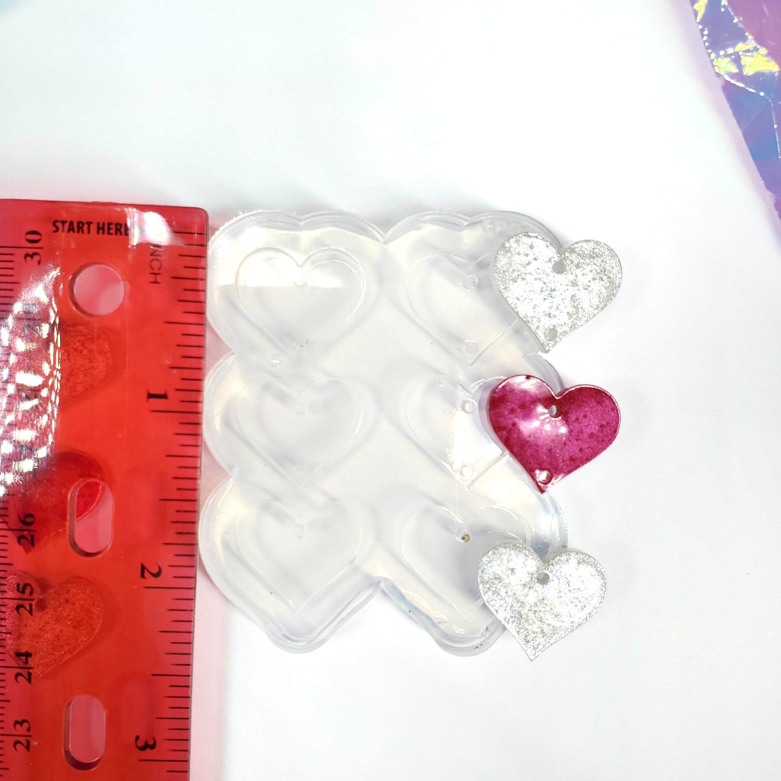 Plain 3 Heart Dangle Earring Silicone Mold (D3)