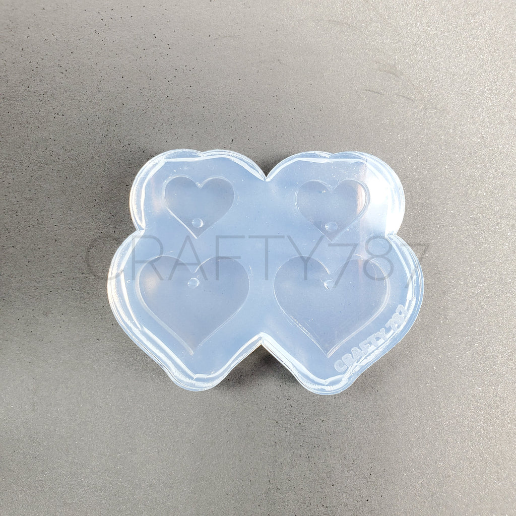 Two size Heart Dangle Set Earring Mold (D2)