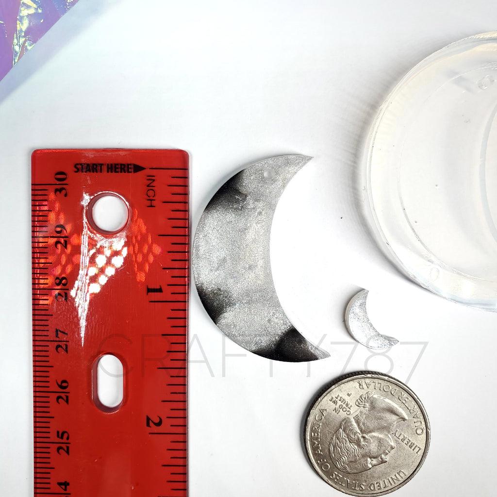 Moon Dangle Earrings Silicone Mold with 2 mini Moons (C12)