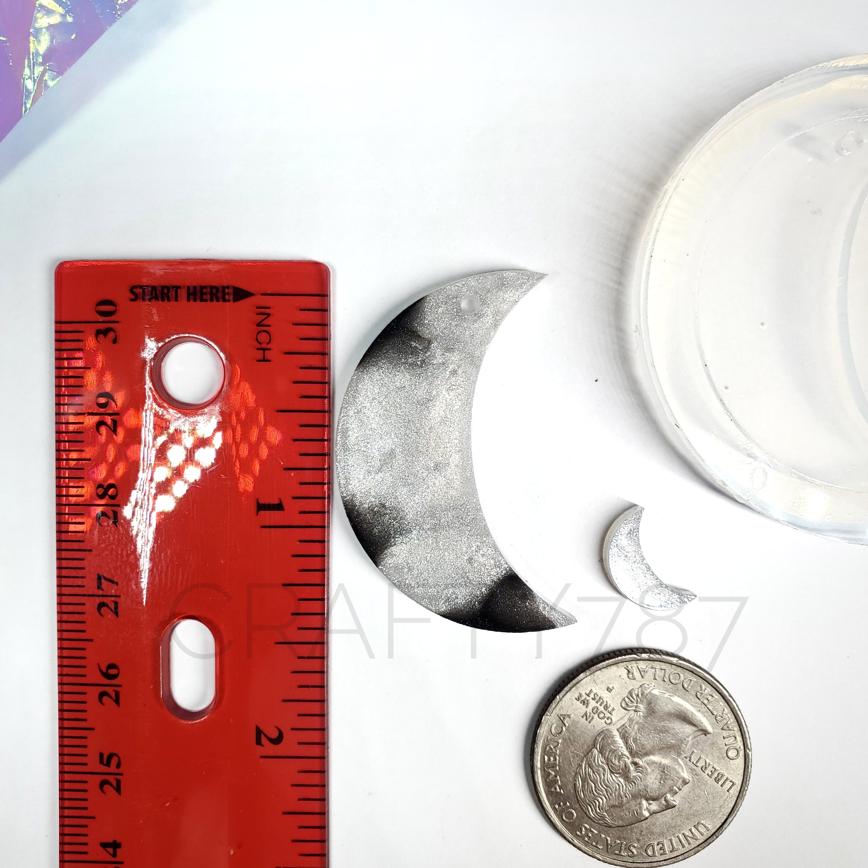 Moon Dangle Earrings Silicone Mold with 2 mini Moons (C12)
