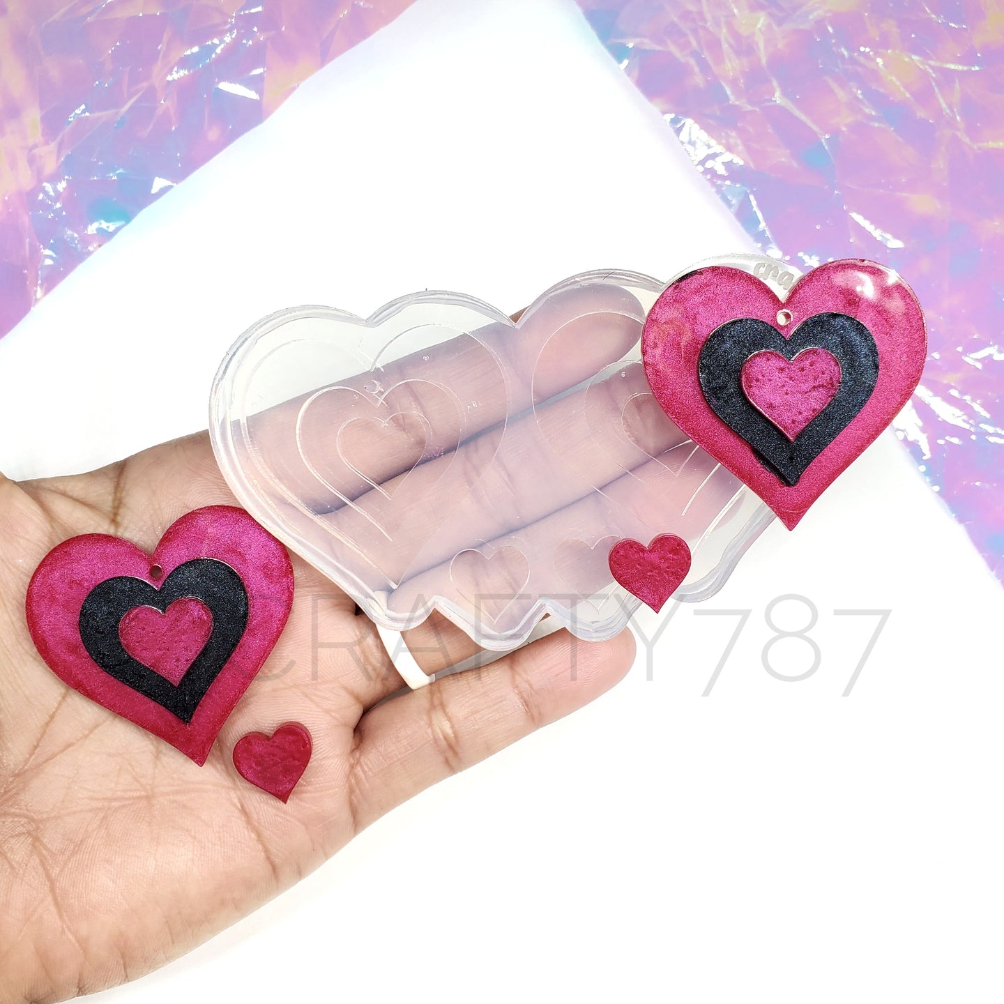 Heart Layered Dangle Earring Silicone Mold