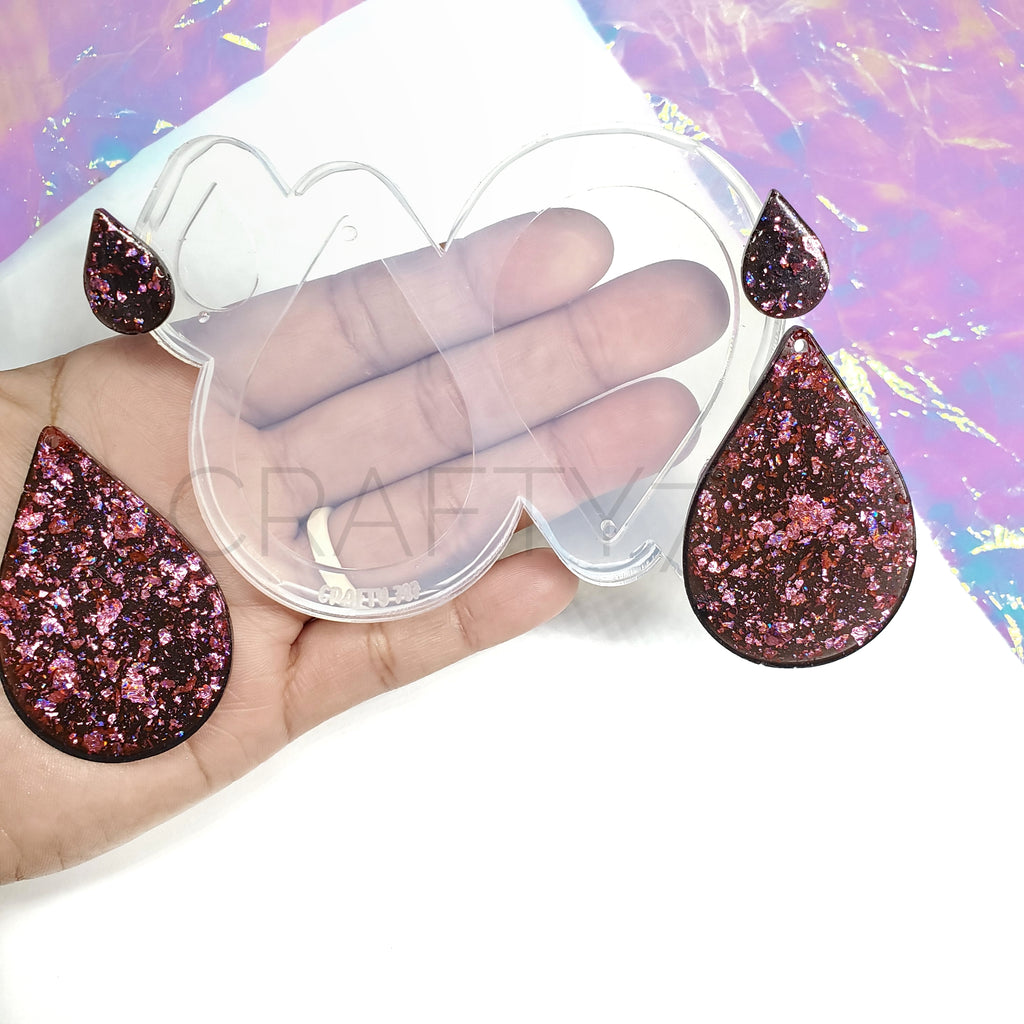 Tear Drop Plain Dangle 2in Earring Silicone Mold (D1)