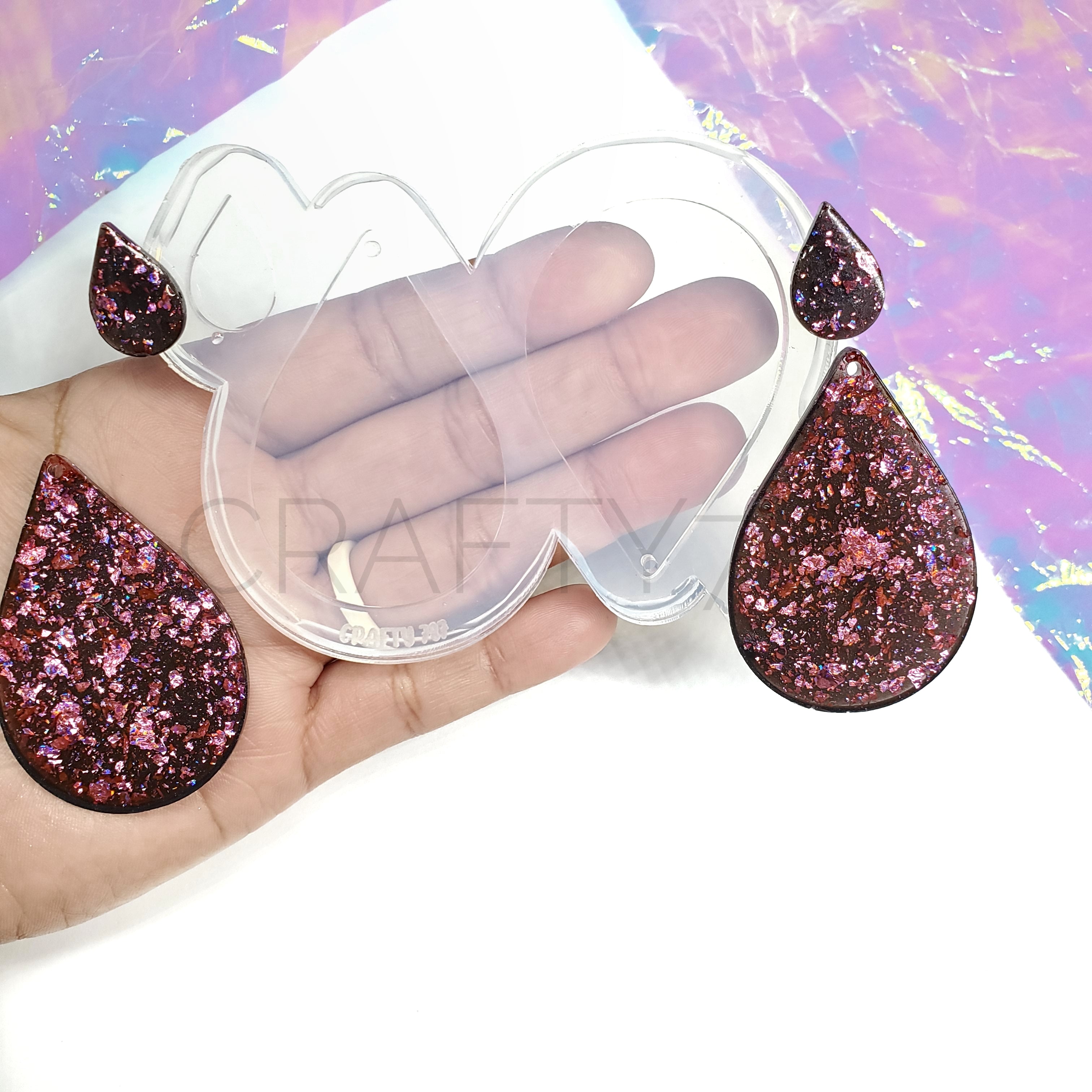 Tear Drop Plain Dangle 2in Earring Silicone Mold (D1)