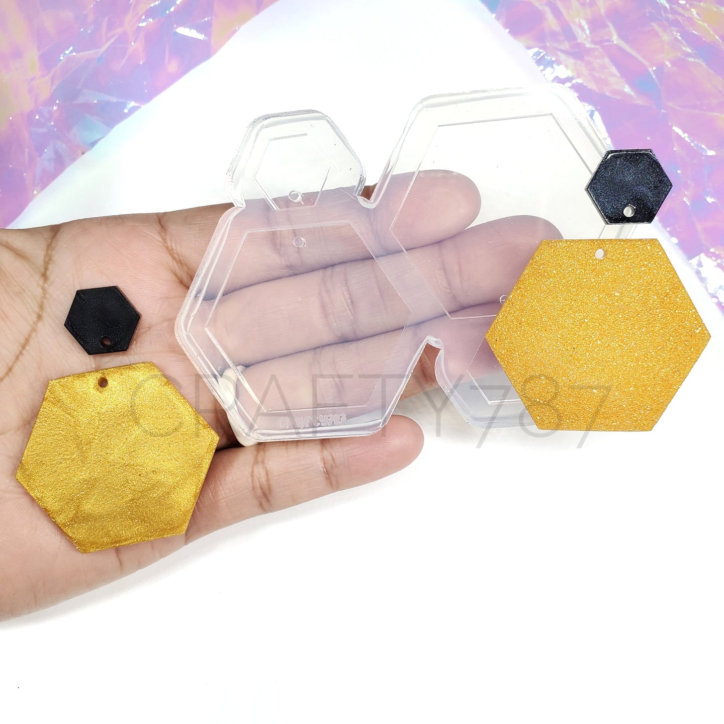 Love Hexagon Dangle Earrings Mold (D2)