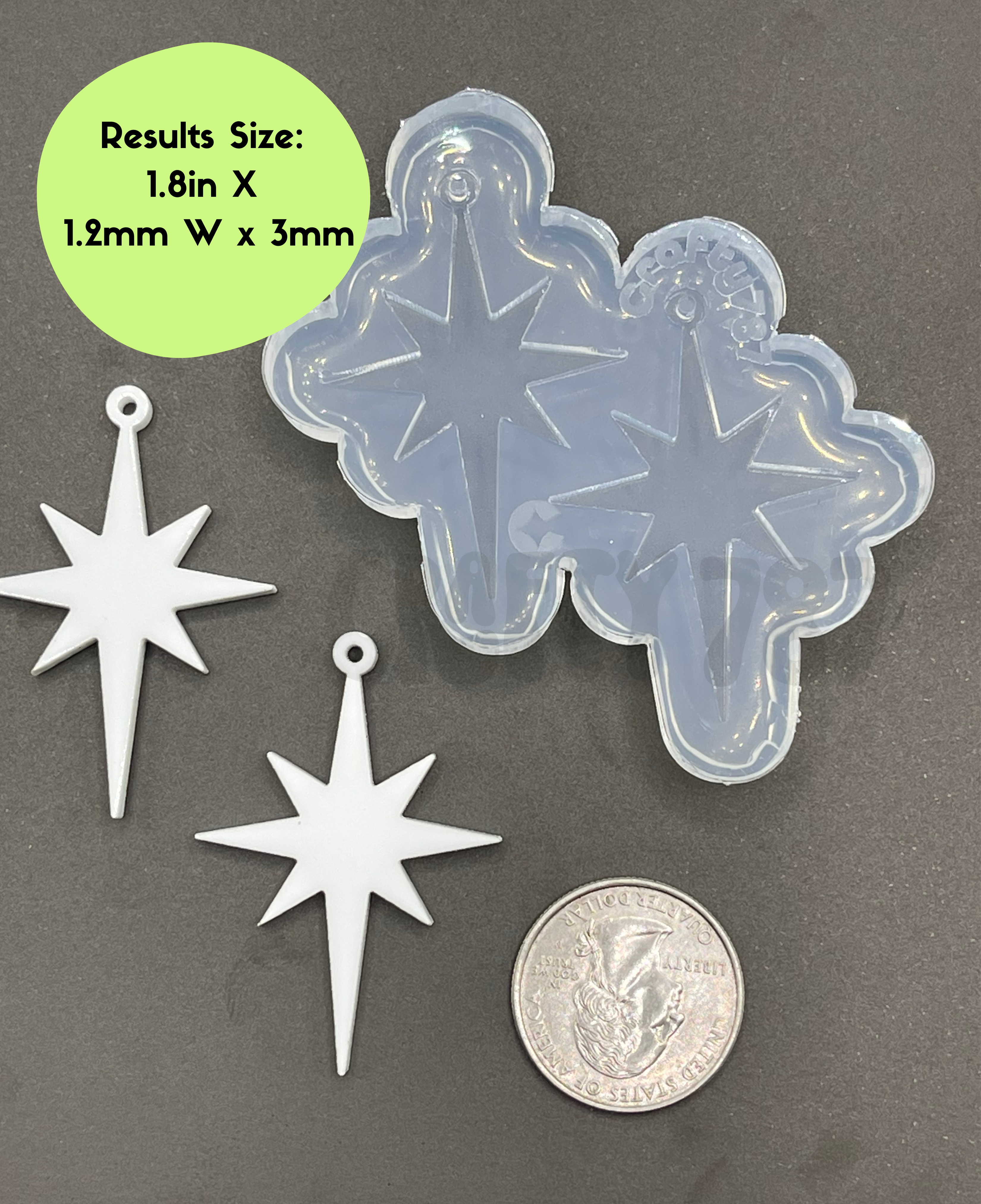 Christmas Star Dangle Earring Silicone Mold (C15)
