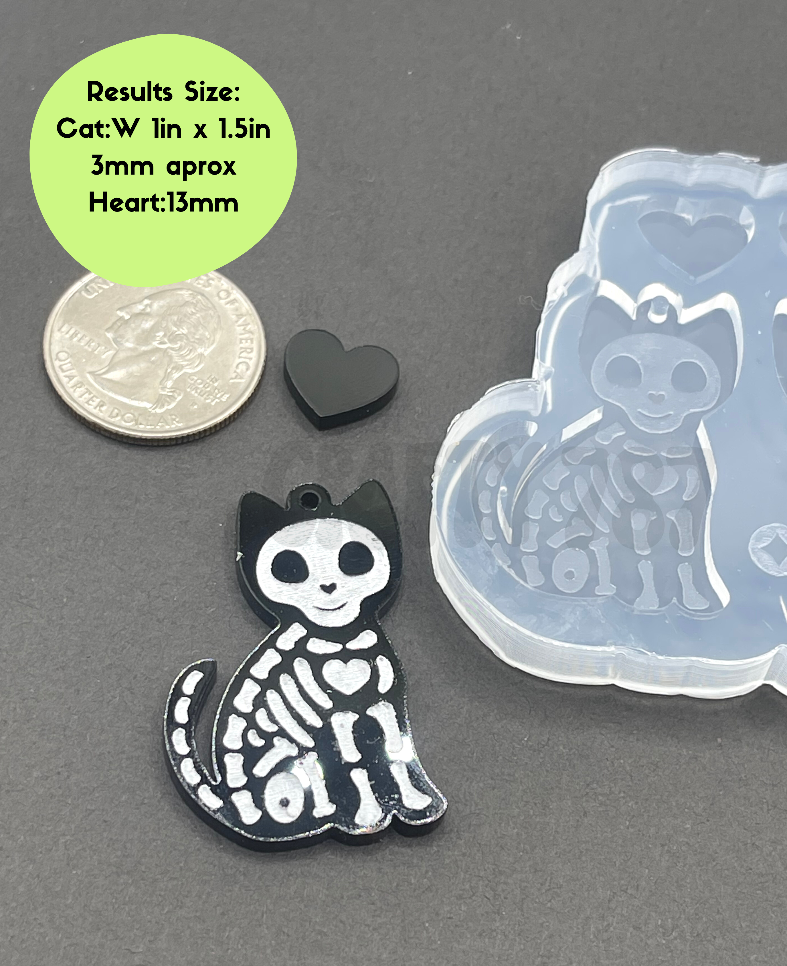 Cat Skeleton Dangle Earring Silicone Mold, Resin Mold & More (C5)