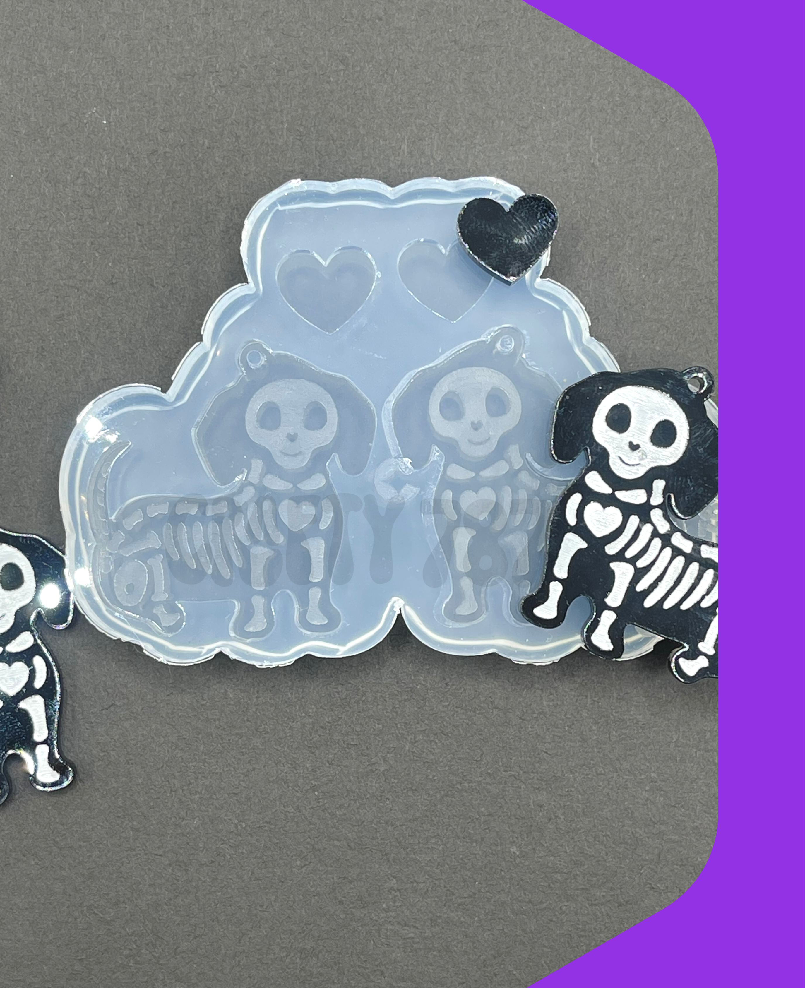 Dog Skeleton Dangle Earring/ Keychain Silicone Mold (C9)