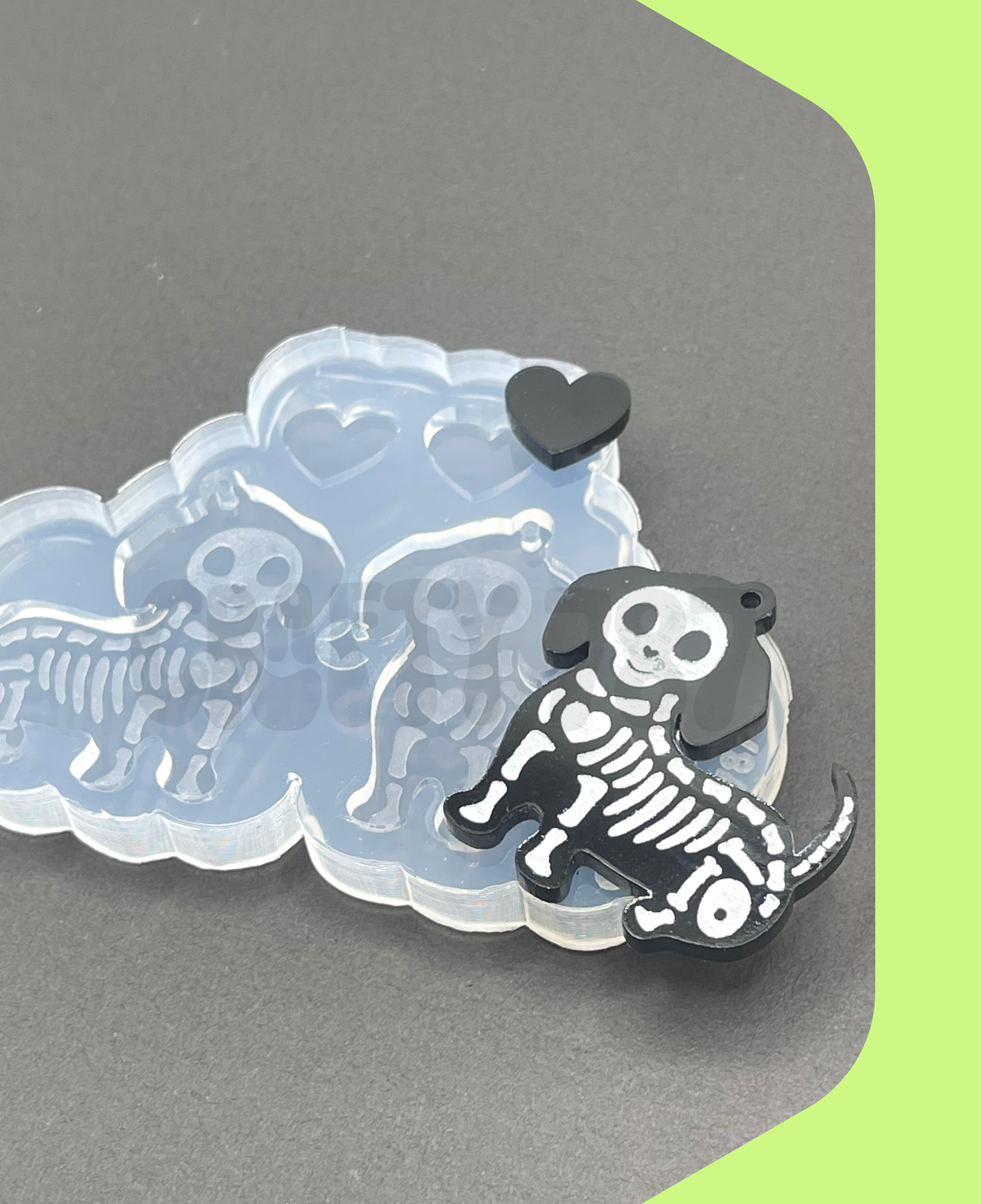 Dog Skeleton Dangle Earring/ Keychain Silicone Mold (C9)