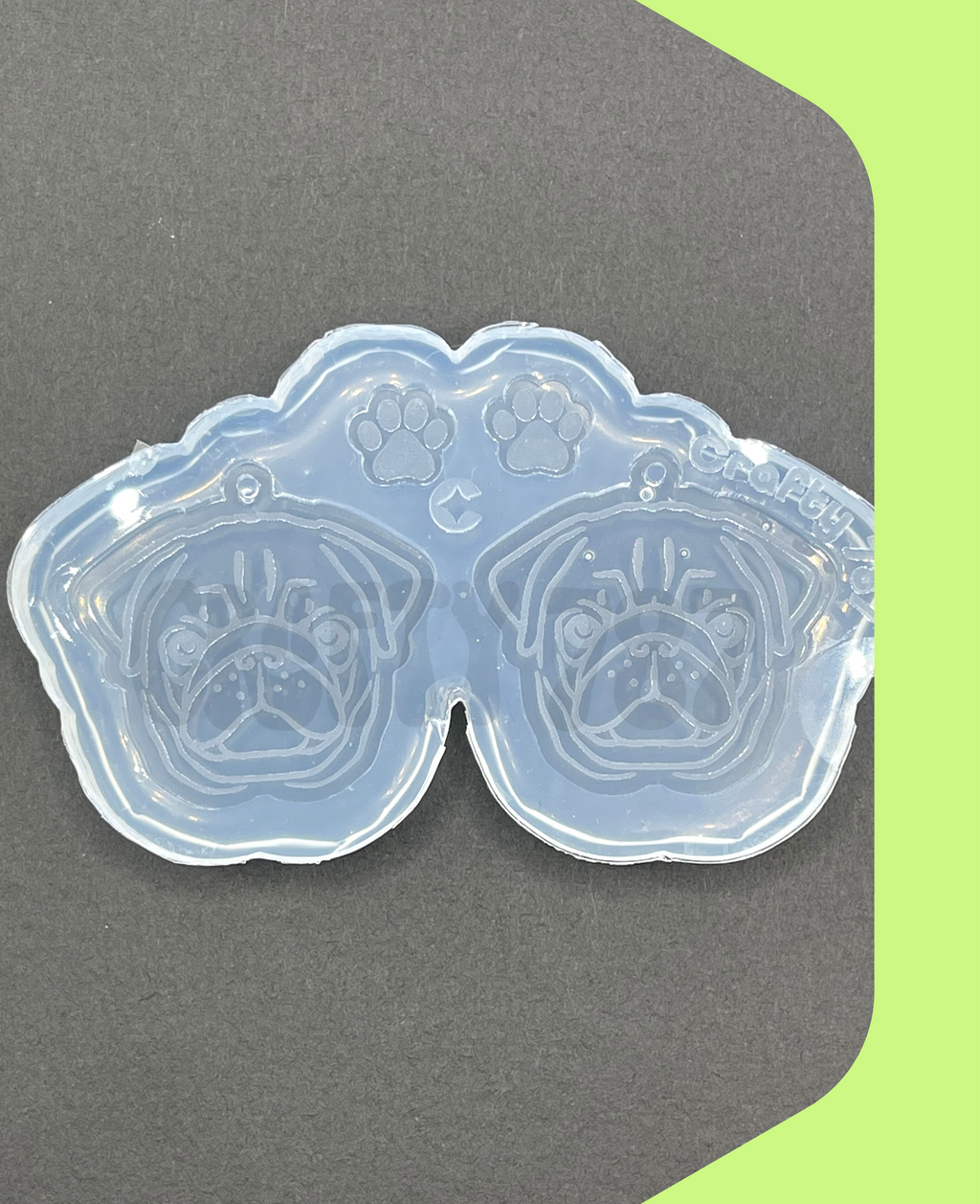 Pug Dog Dangle Earring/Keychain Silicone Mold(C13)