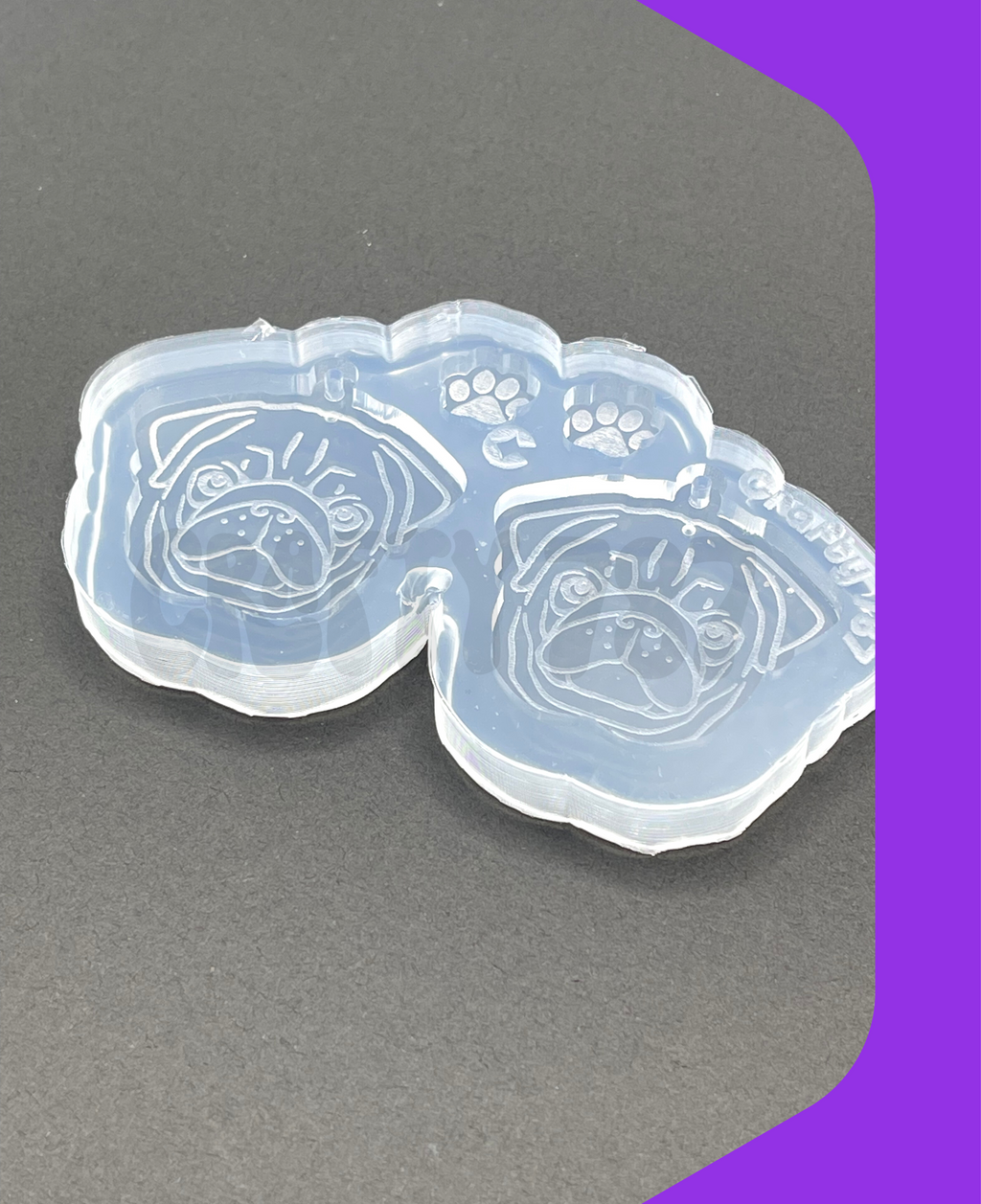 Pug Dog Dangle Earring/Keychain Silicone Mold(C13)