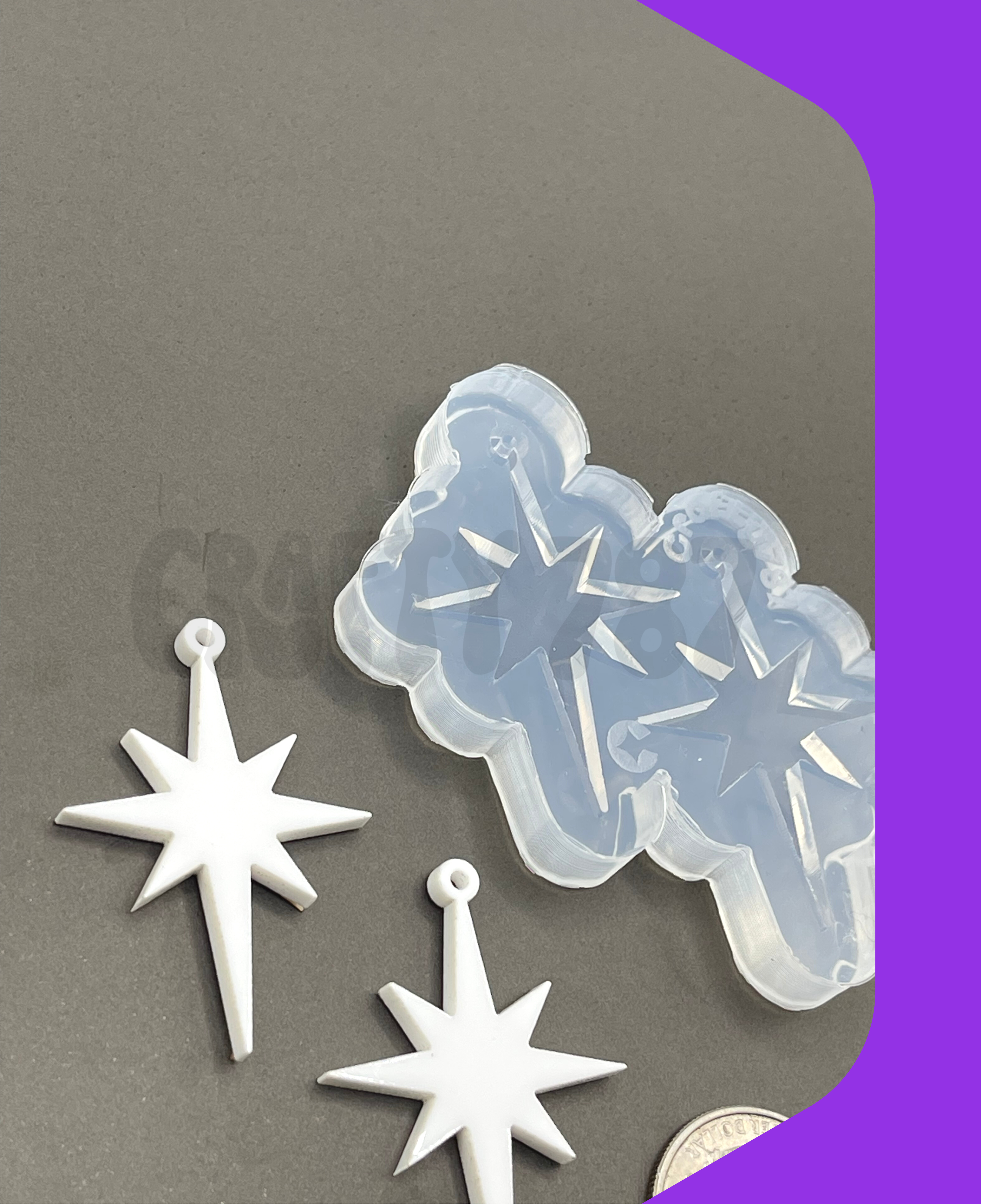 Christmas Star Dangle Earring Silicone Mold (C15)