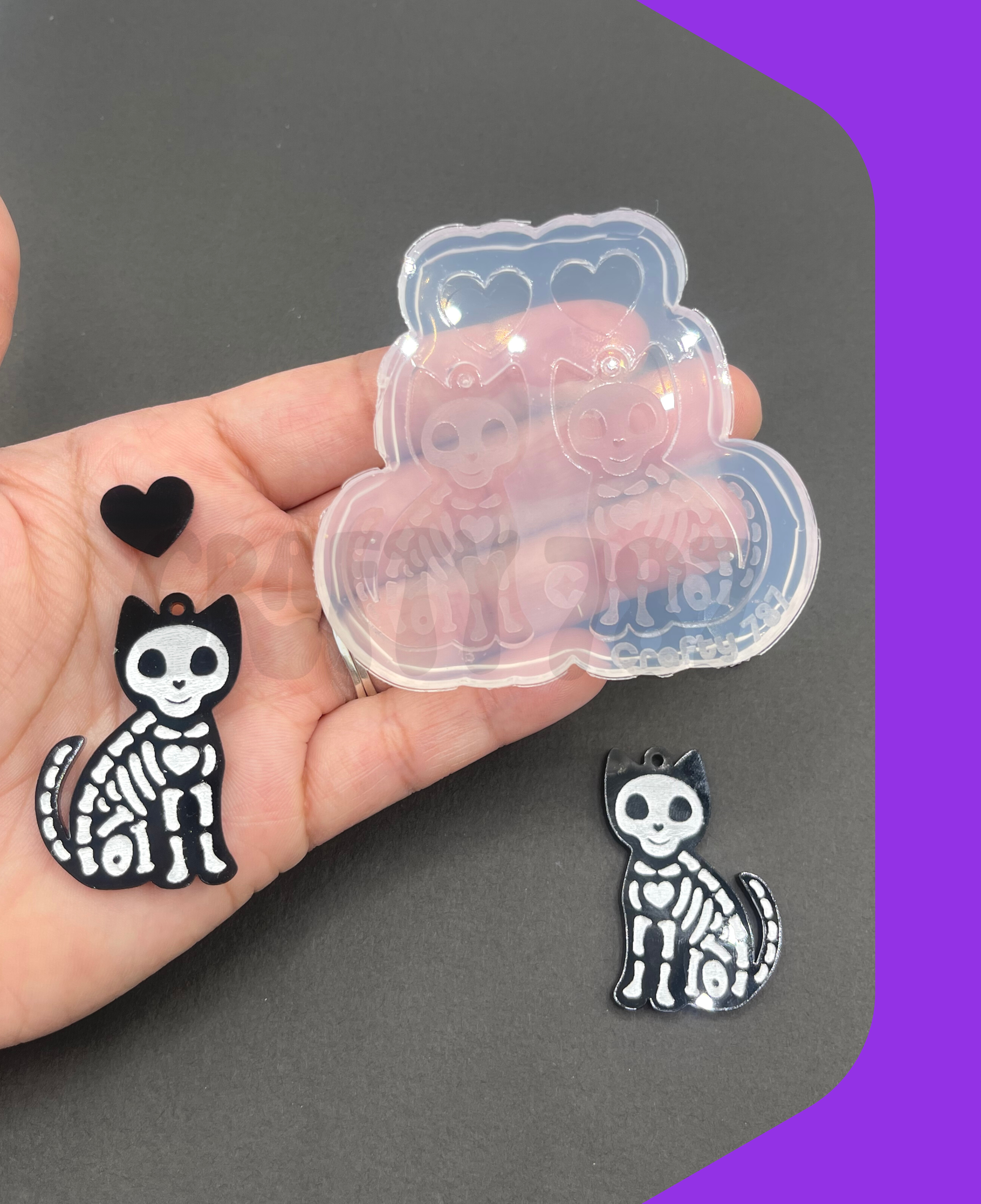 Cat Skeleton Dangle Earring Silicone Mold, Resin Mold & More (C5)