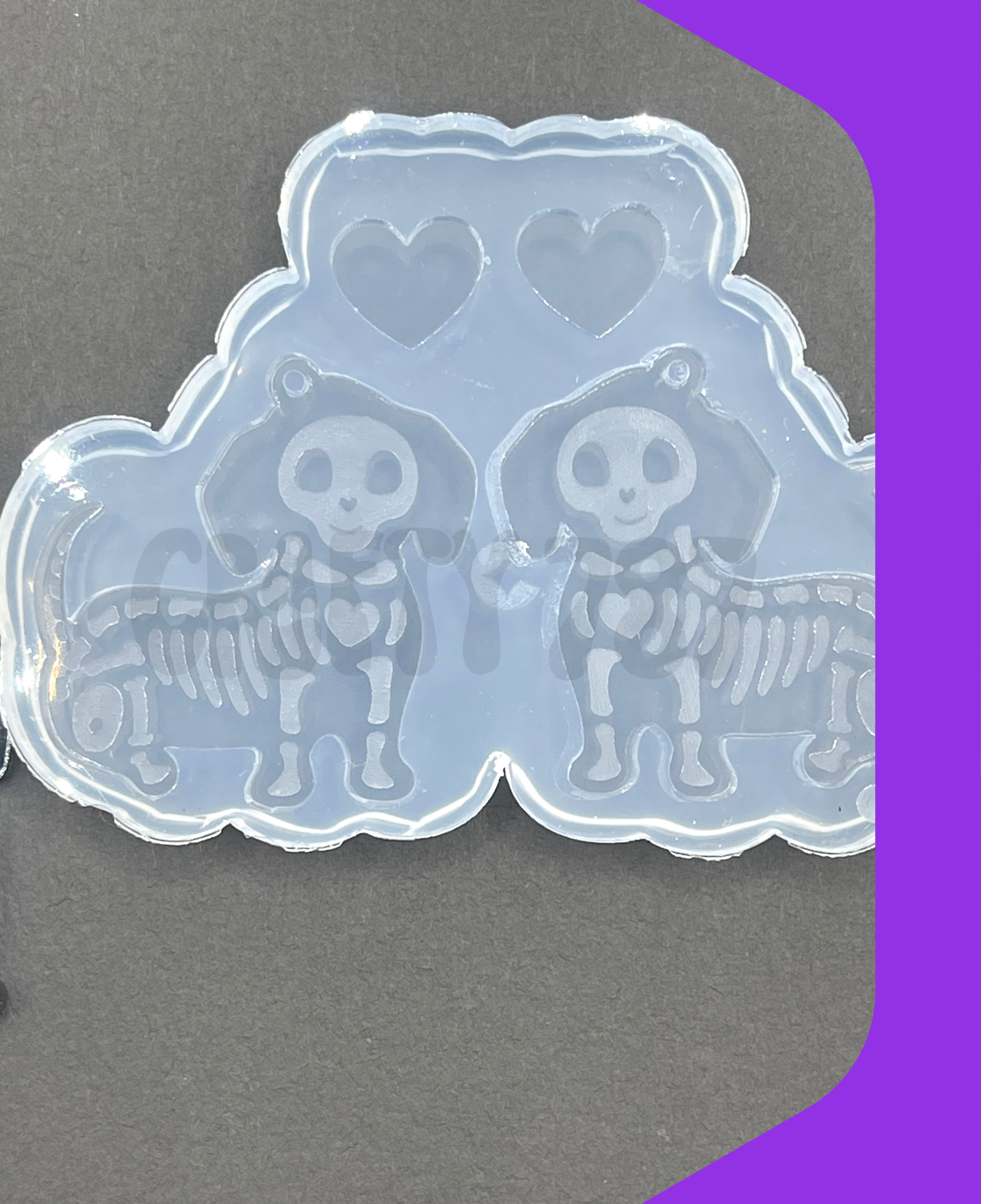 Dog Skeleton Dangle Earring/ Keychain Silicone Mold (C9)