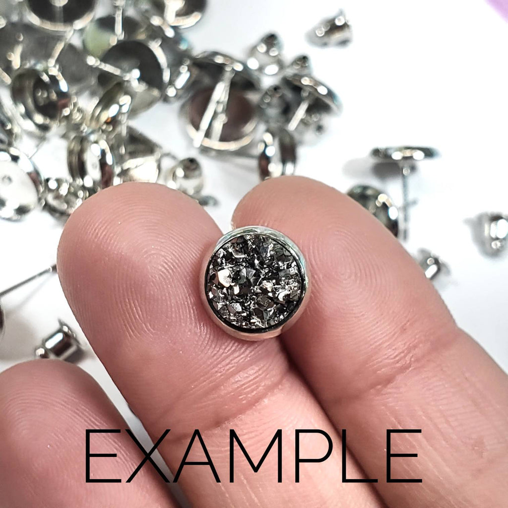 Stainless Iron 8mm Cabochon Tray | Druzy Posts | Resin Jewelry Finding Earring Posts