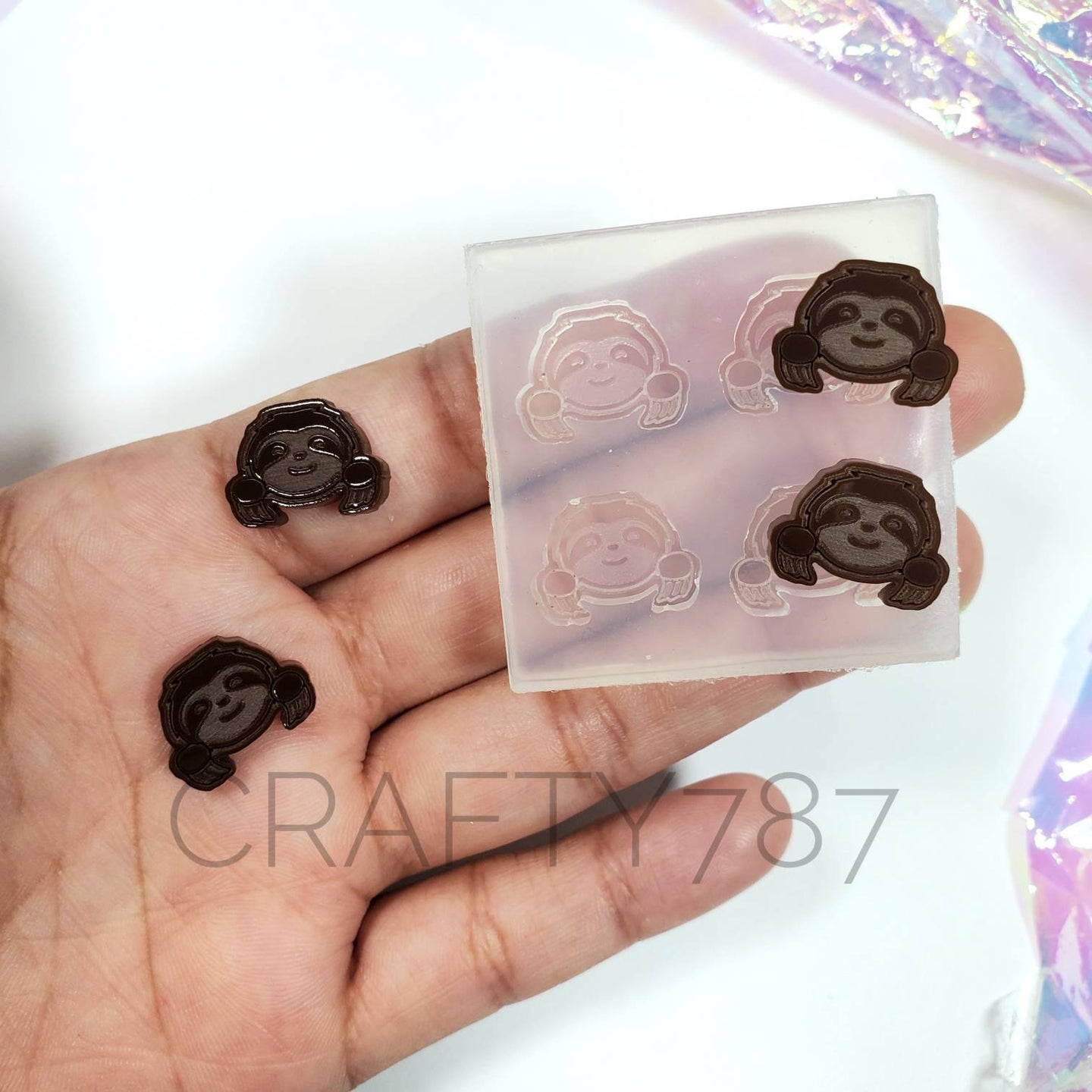 Cute Sloth Face Stud Earring Silicone Mold(B11)