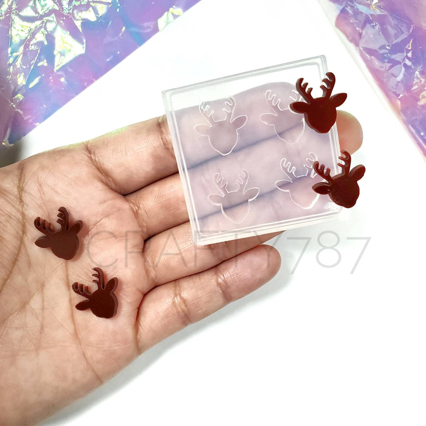 Reindeer Stud Earrings Silicone Mold(A5)