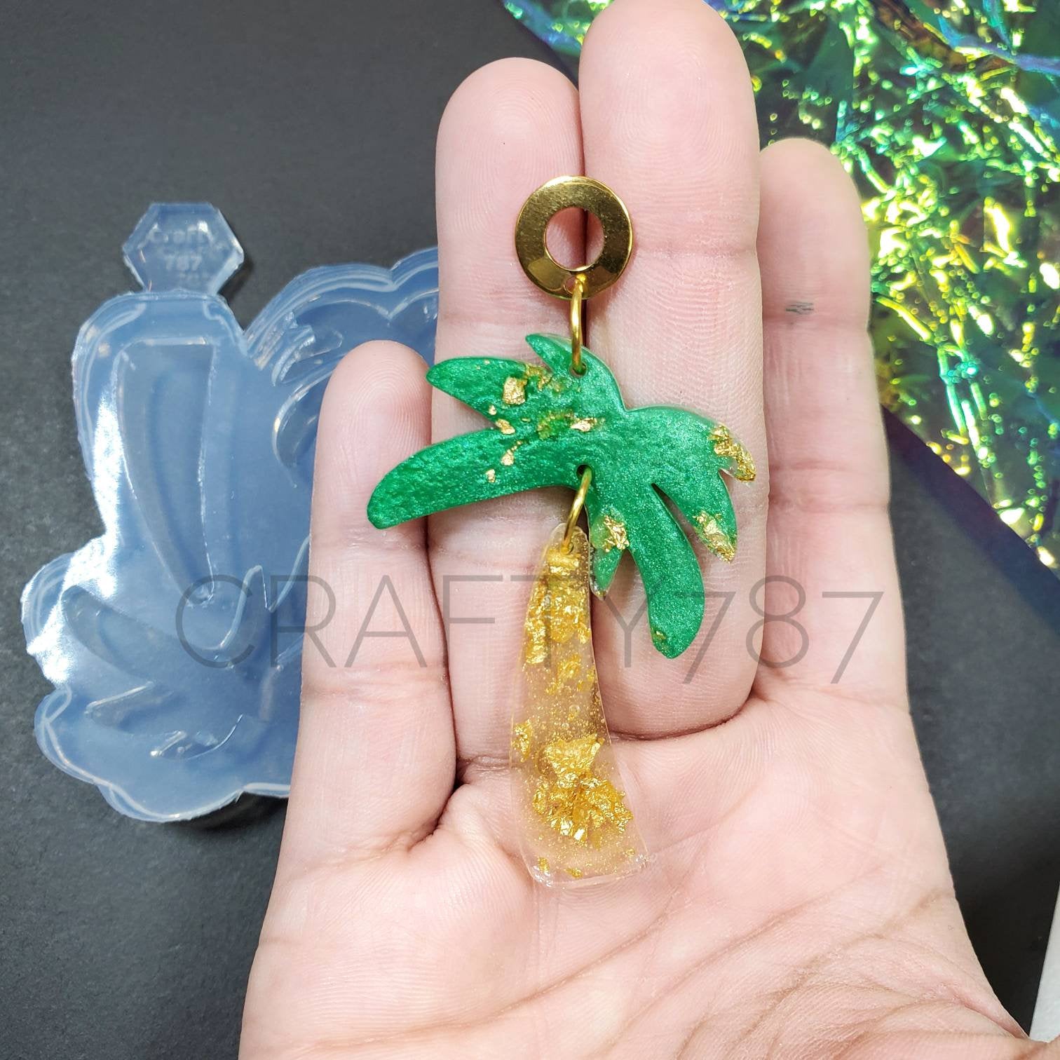 Palm Earrings Resin Silicone Mold 2 parts (C11)