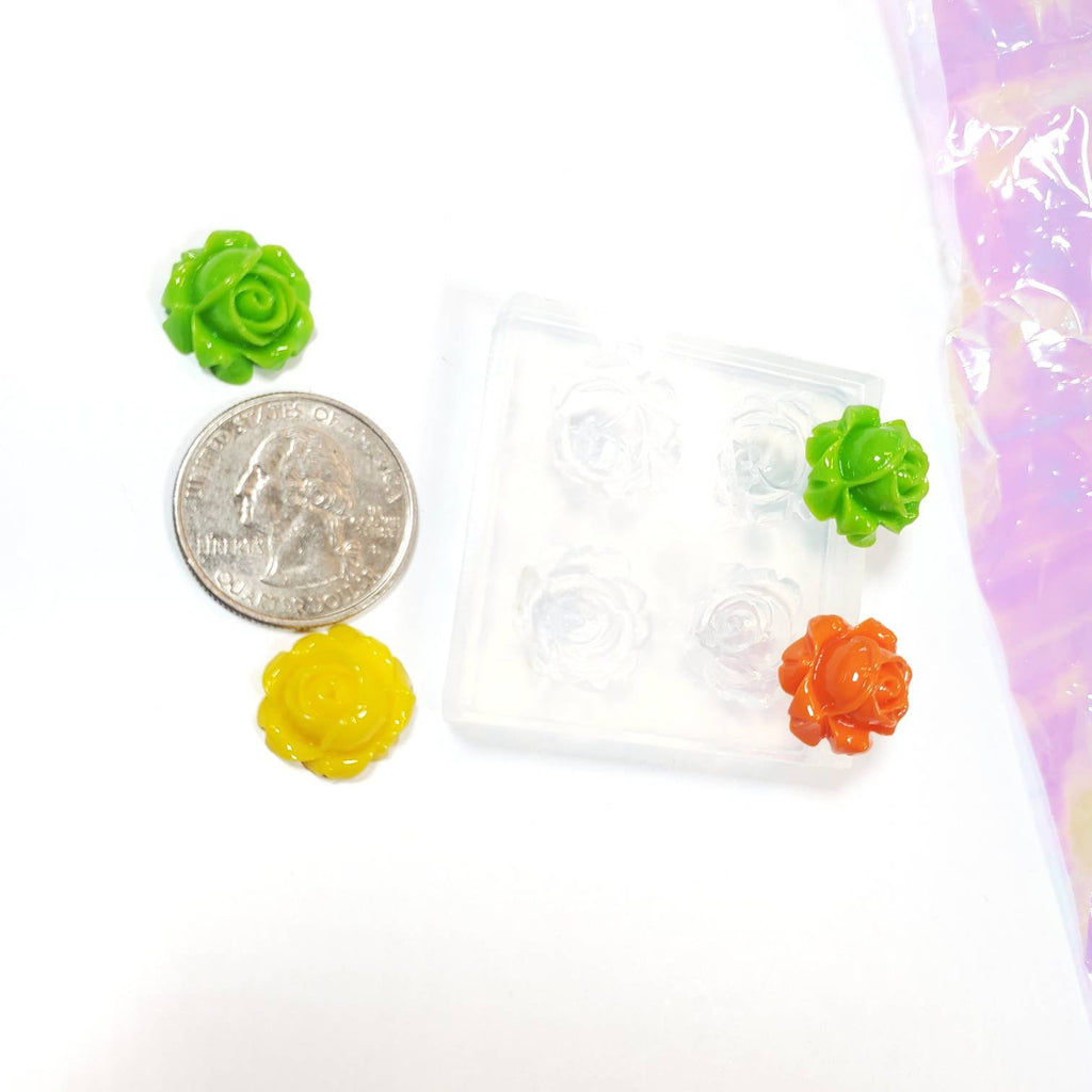 Gloss Vintage Rose 15mm Flower Stud Earring Silicone Mold