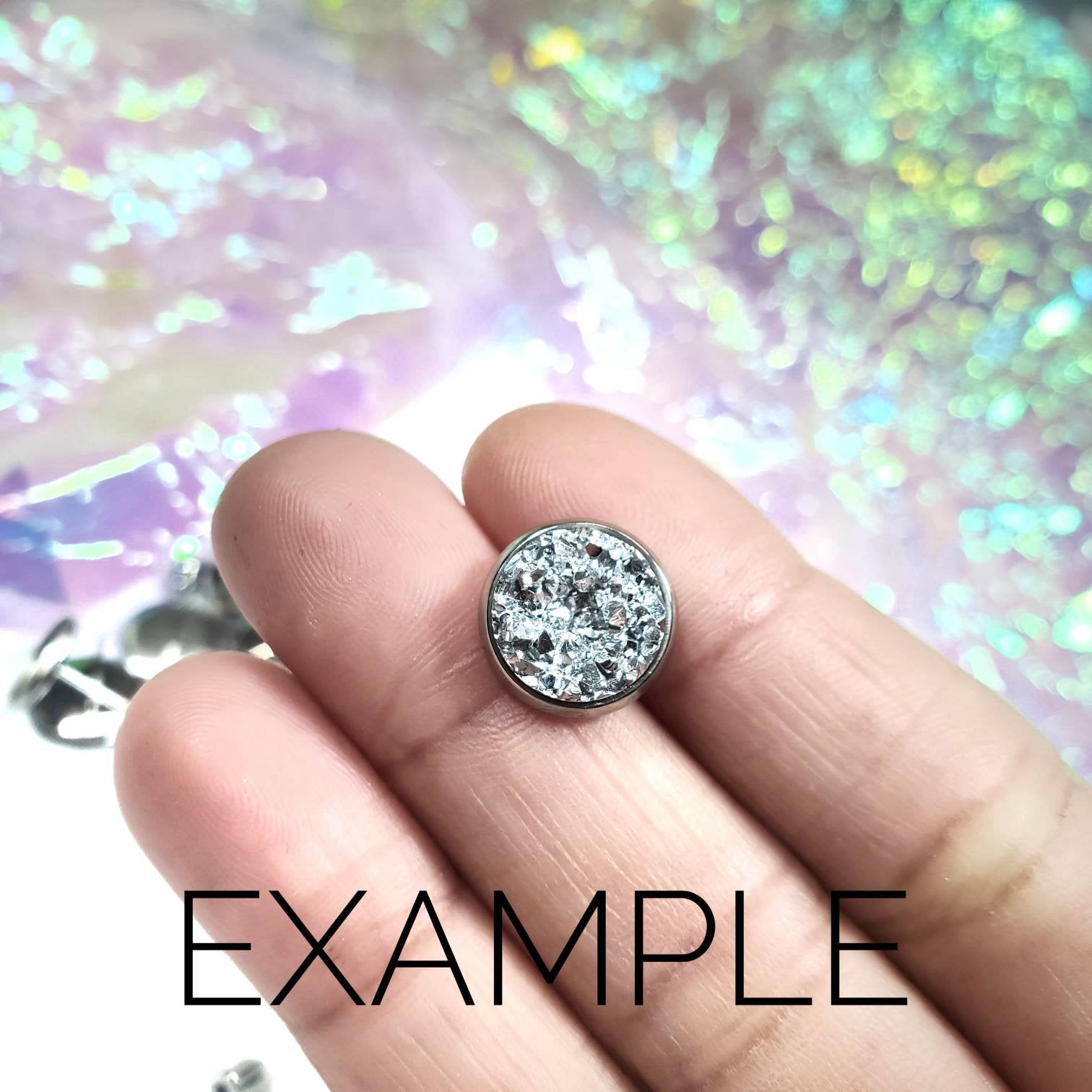 Cabochon Tray Posts Stainless Steel 10mm with Backs | Resin Druzy Posts | Jewelry