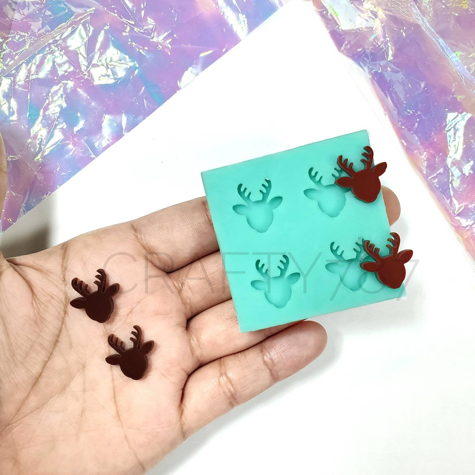 Reindeer Stud Earrings Silicone Mold(A5)