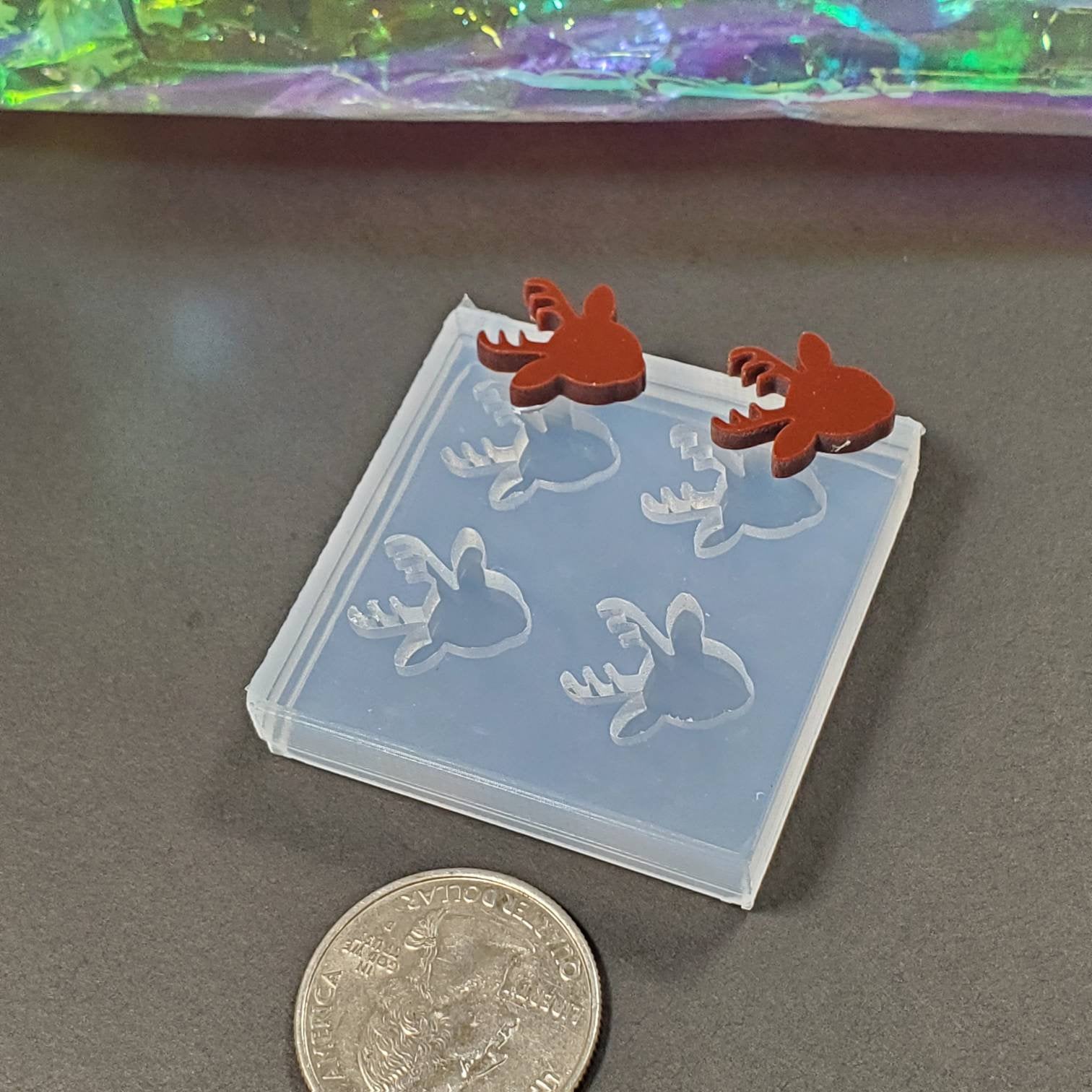 Reindeer Stud Earrings Silicone Mold(A5)