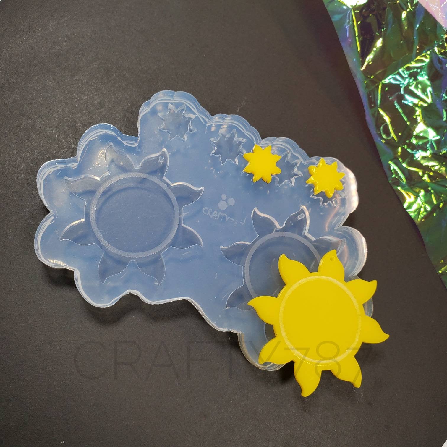 Sun Dangle Earrings Silicone Mold with 2 pairs of studs Earrings (C7)