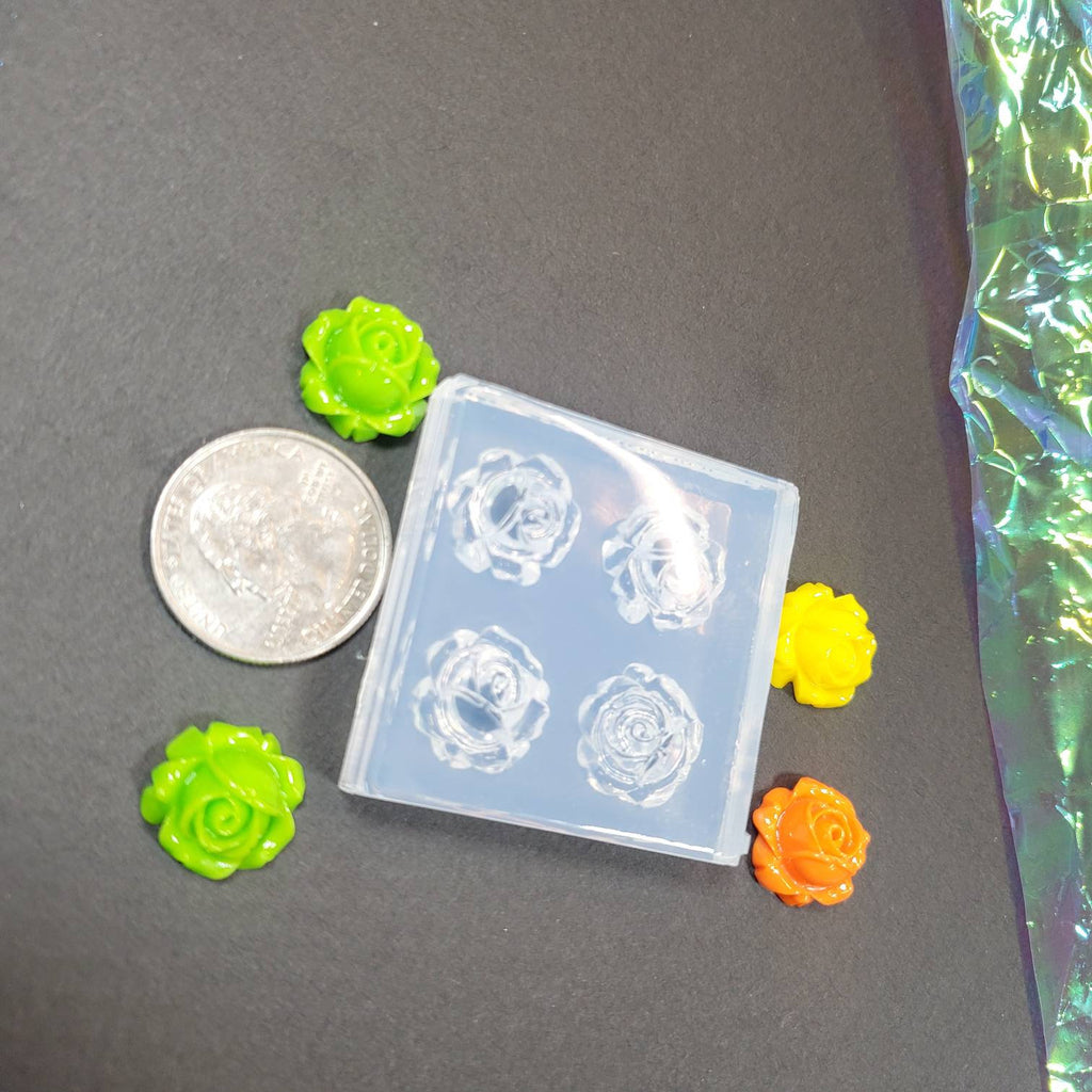 Gloss Vintage Rose 15mm Flower Stud Earring Silicone Mold