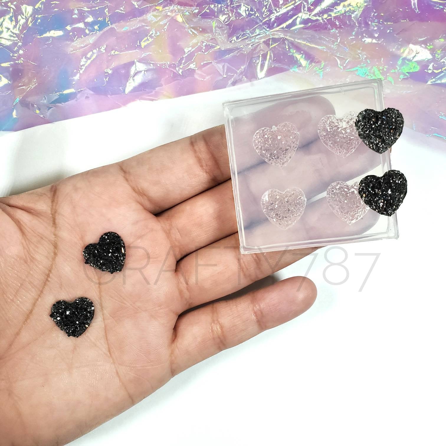 Heart Druzy 12mm Earring Silicone Mold(B3)