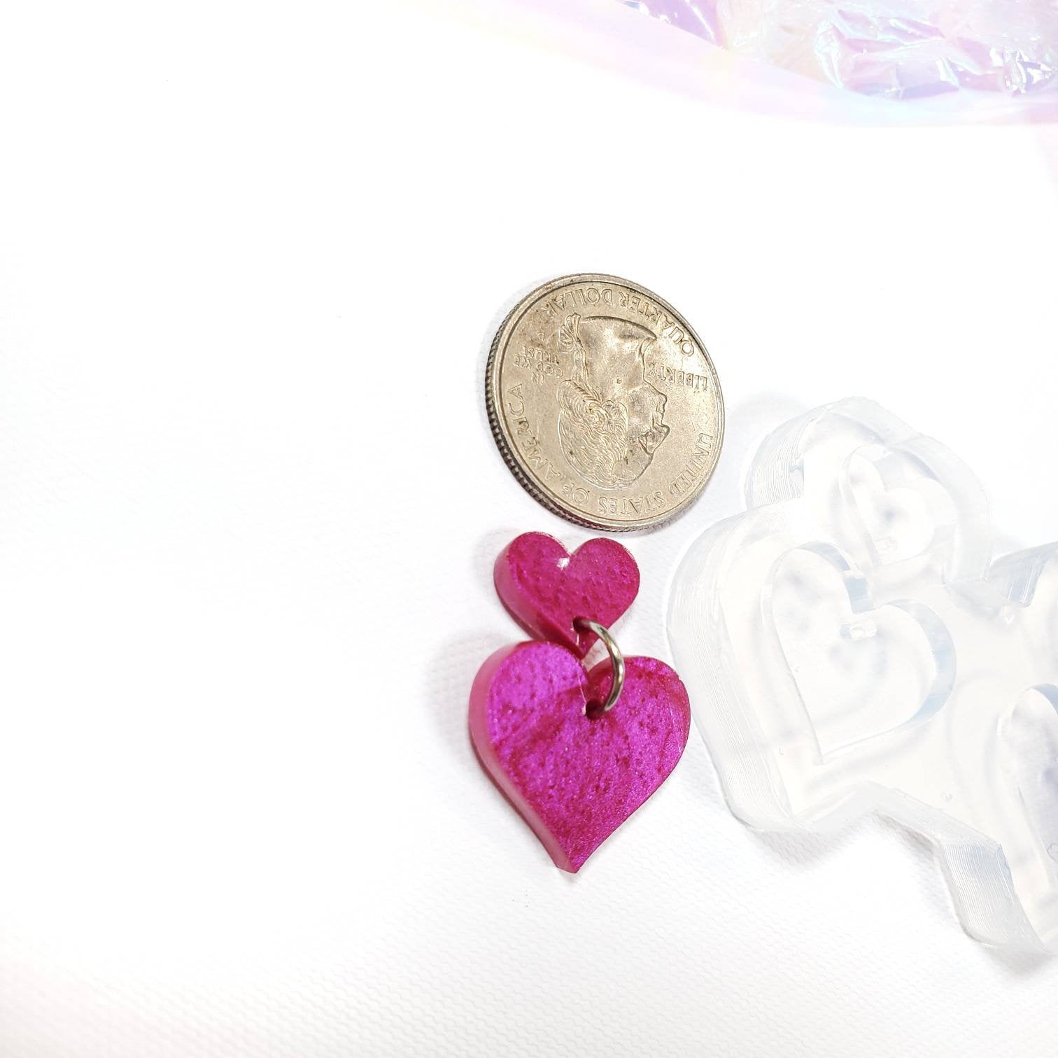 Two size Heart Dangle Set Earring Mold (D2)