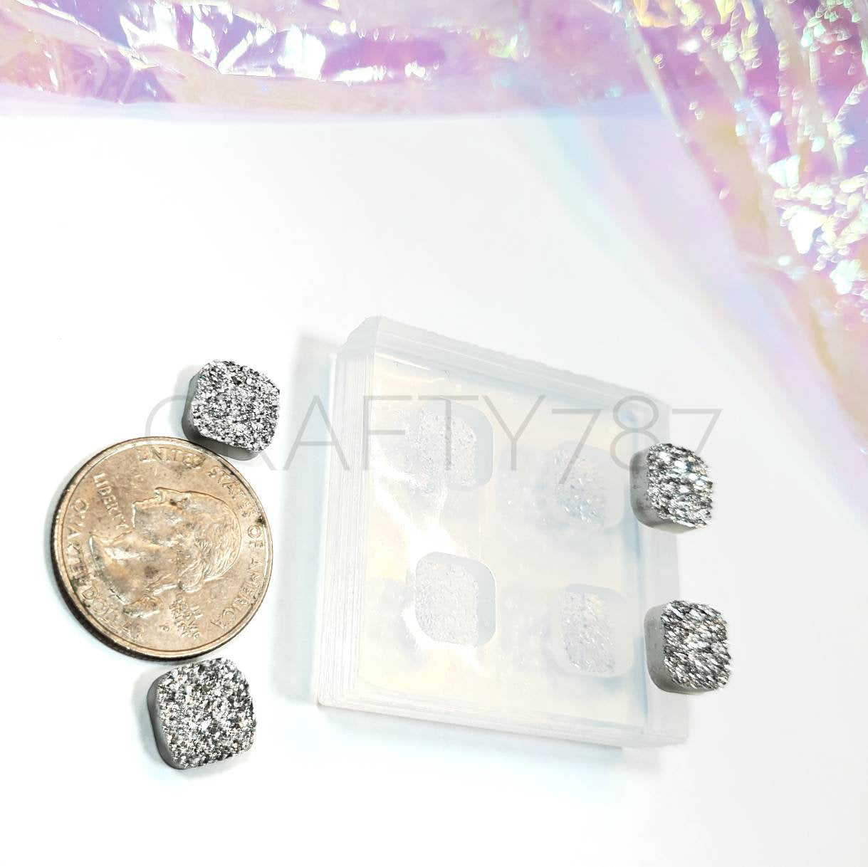 Square Druzy 10mm Stud Earring Silicone Mold [less chunky] (B3)