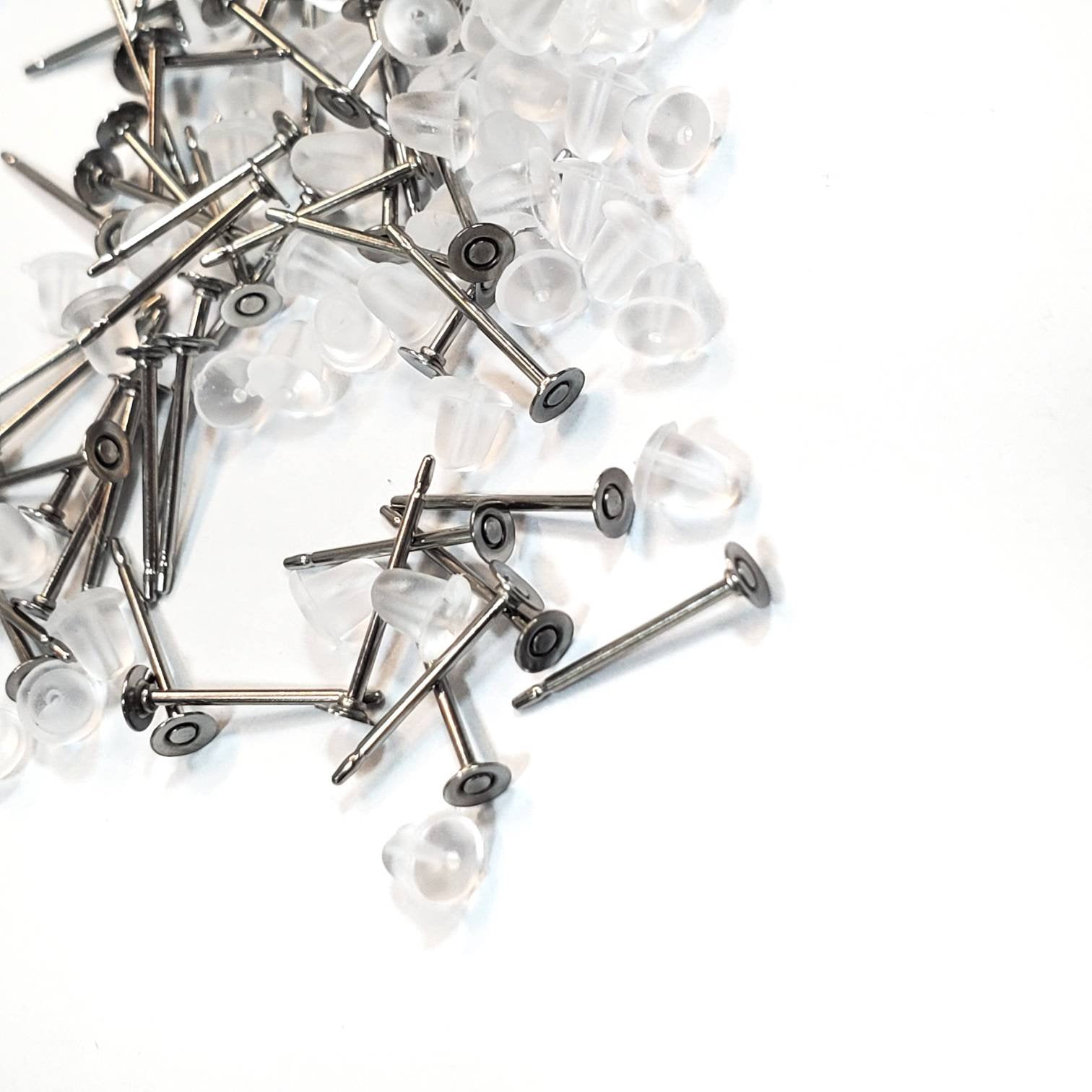 Stainless Steel Stud Earring Posts 3mm with Plastic Back Pads 7/16long | Resin Earrings Supplies