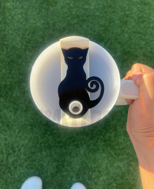 Cat Tumbler Topper, Spooky Cat Stanley Tumbler Topper 40oz, Personalized Tumbler Decor