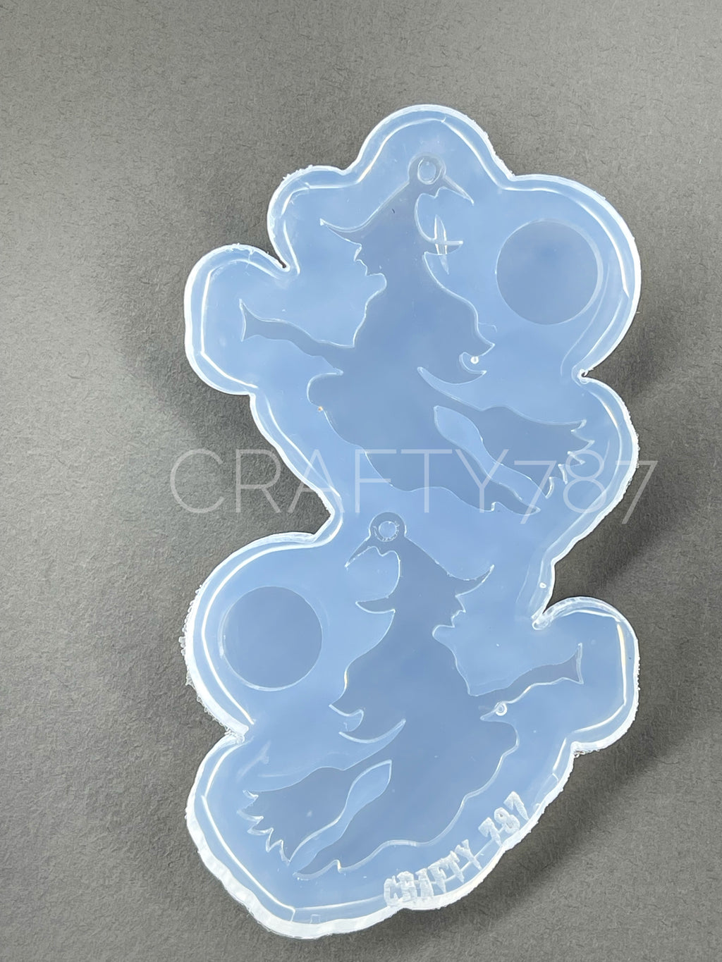 Witch on Broom Dangle Earring Silicone Mold(C5)