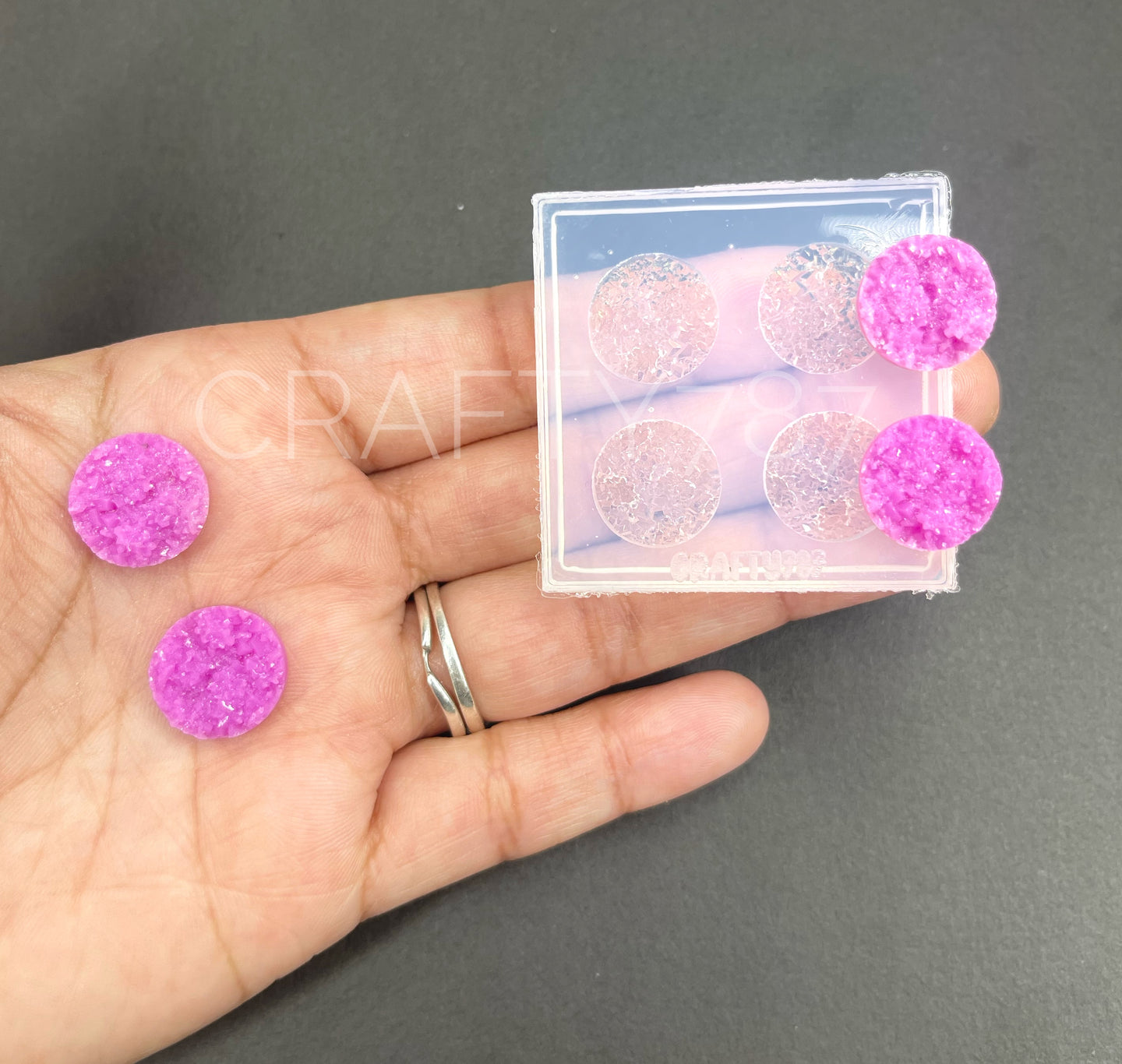 Druzy Circle 14mm Earring Silicone Mold (B5)