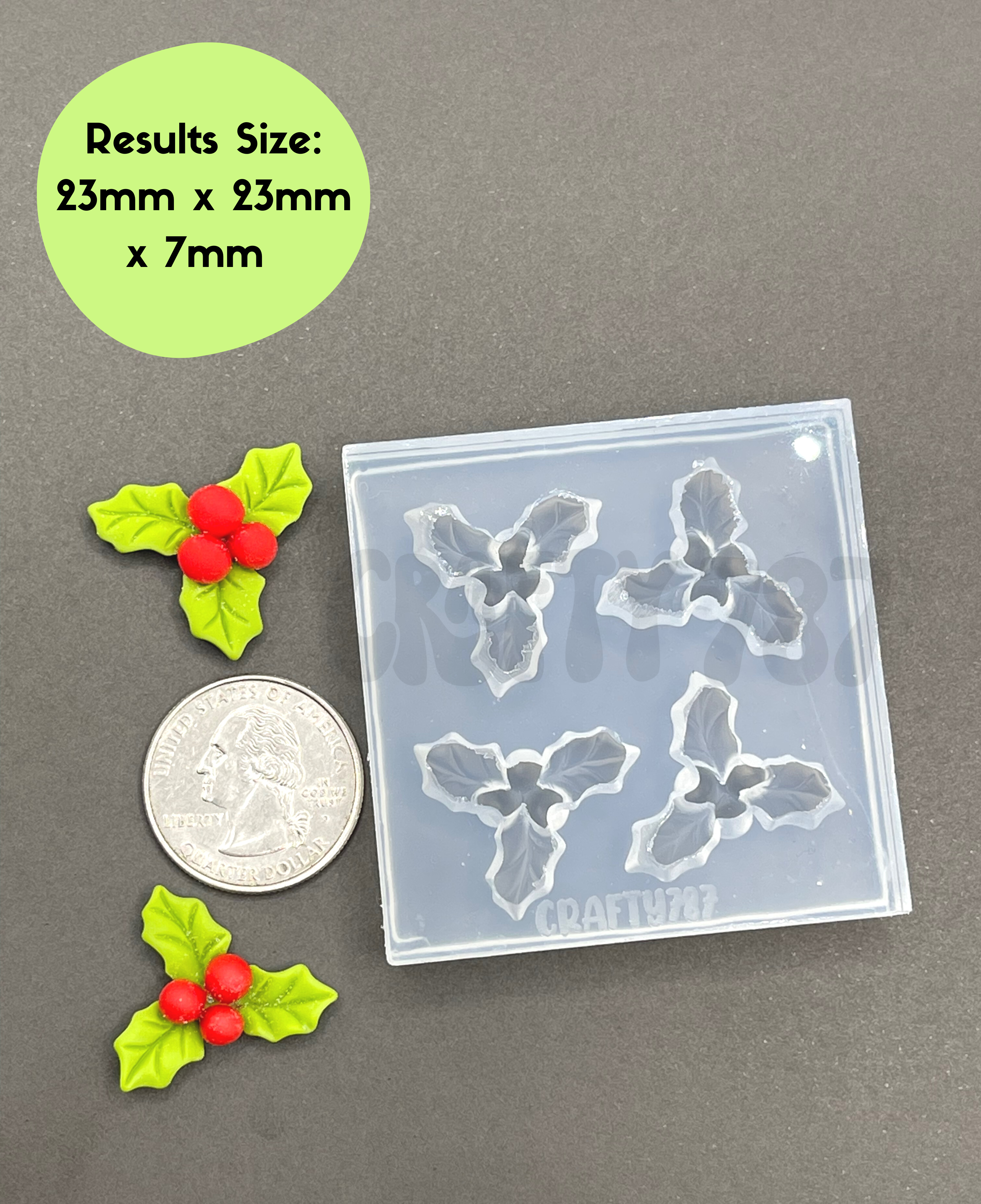 Mistletoe 3D Silicone Mold, Resin Earring Mold (A14)