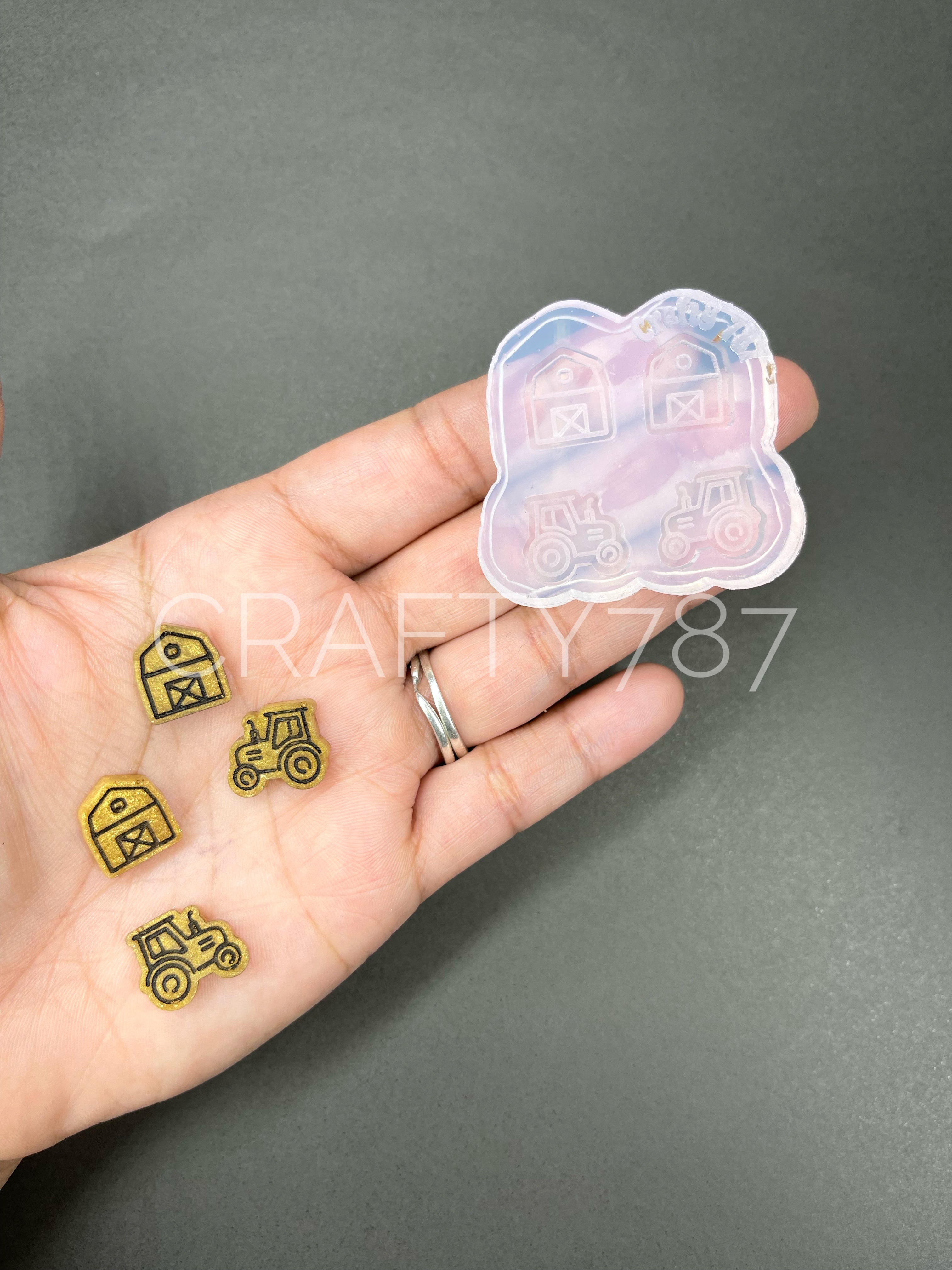 Farm & Tractor Stud Earring Silicone Mold (B13)
