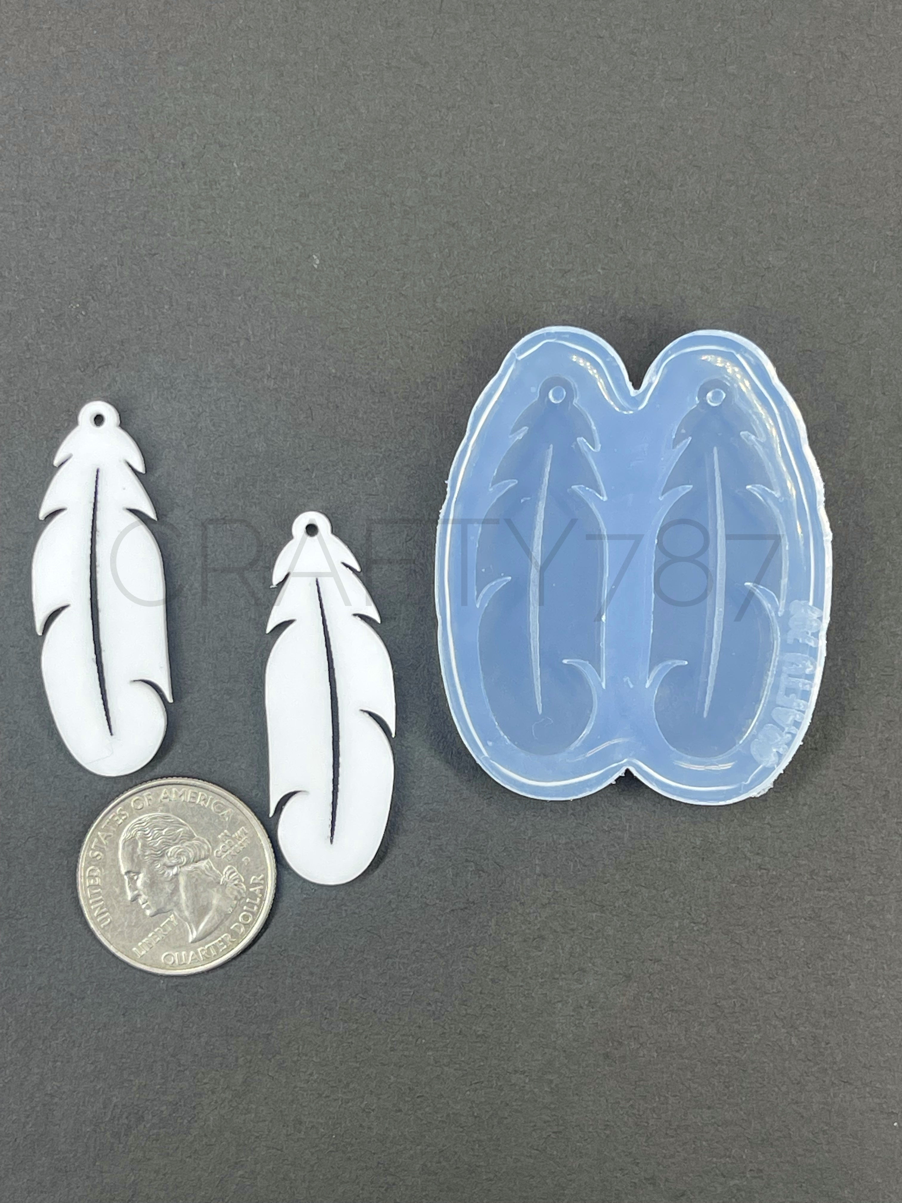 Feather Pluma Dangle Earring Silicone Mold Small 1.78in  (C9)