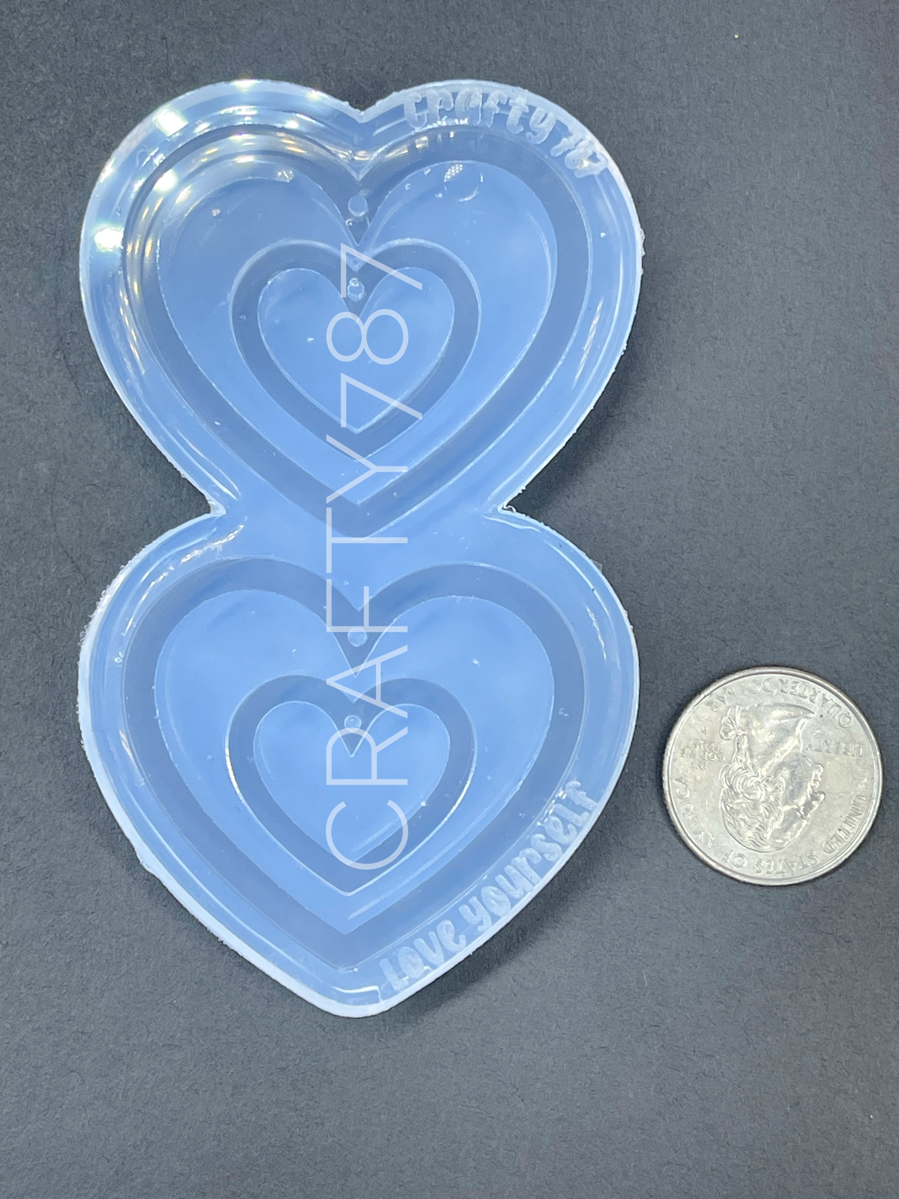 Two Heart Dangle Earring Mold Valentines Corazon (D1)