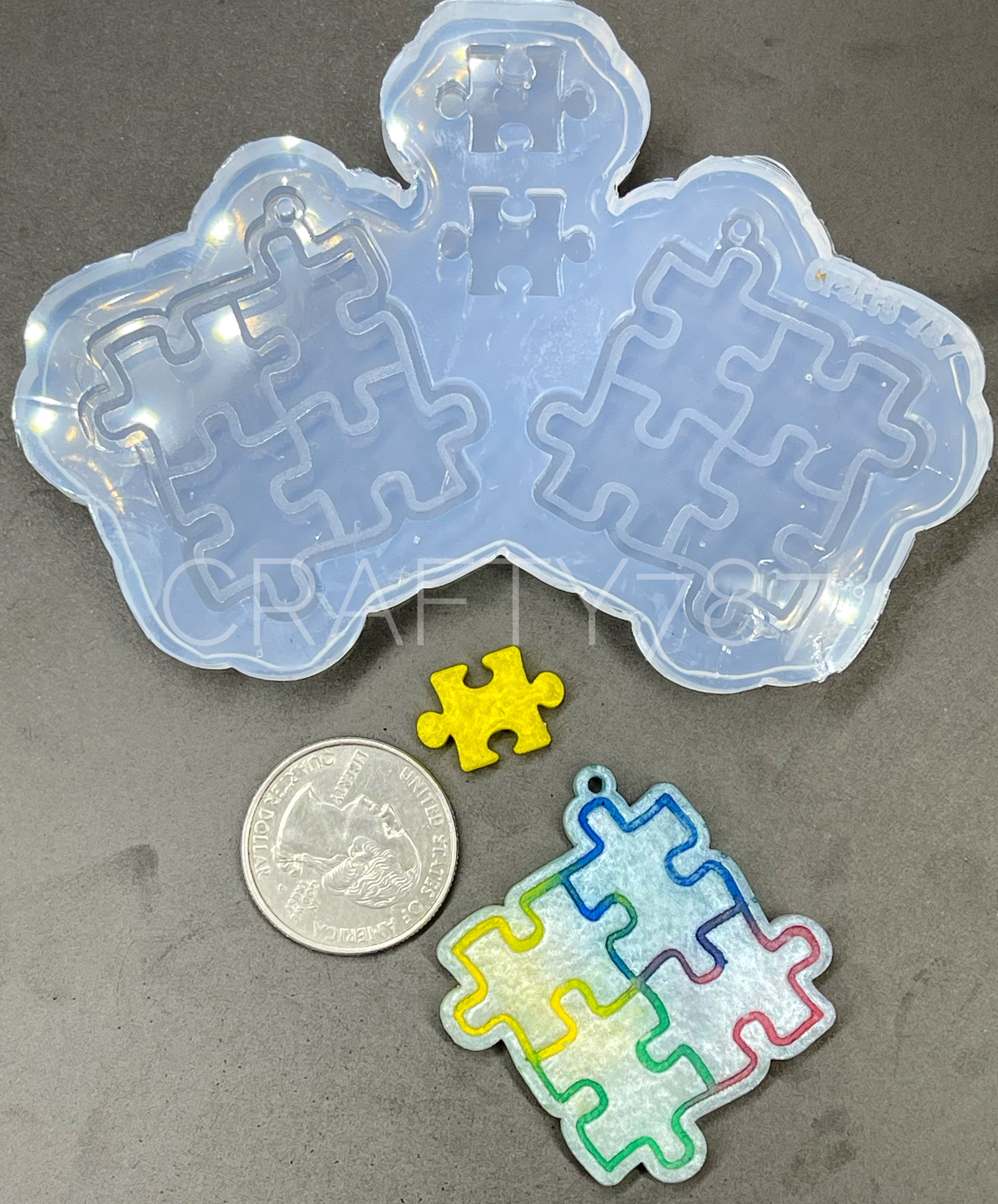 Puzzle Dangle Earring Silicone Mold (C13)