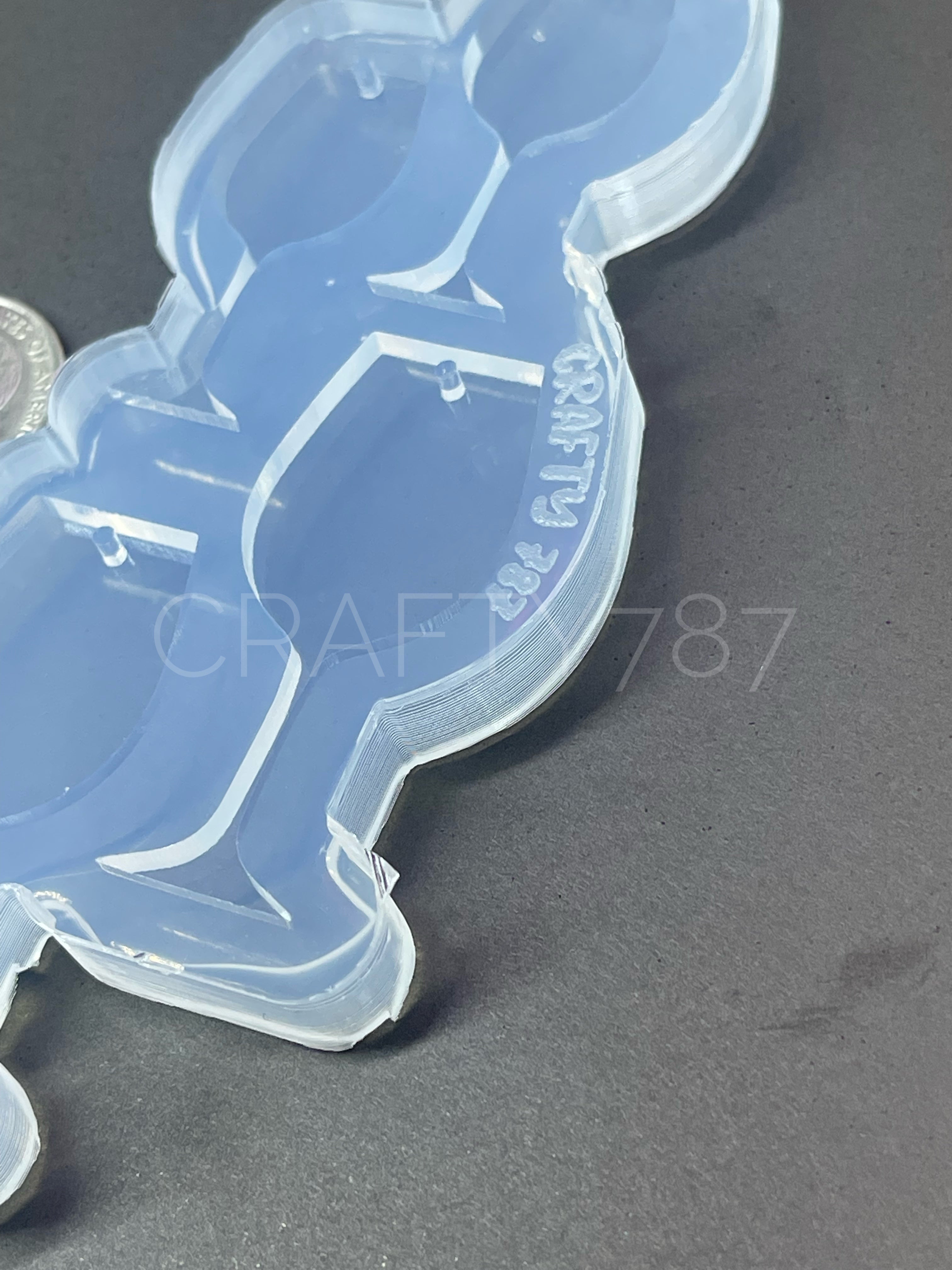 Wine Glass Dangle Earring/Keychain Silicone Mold (C14)