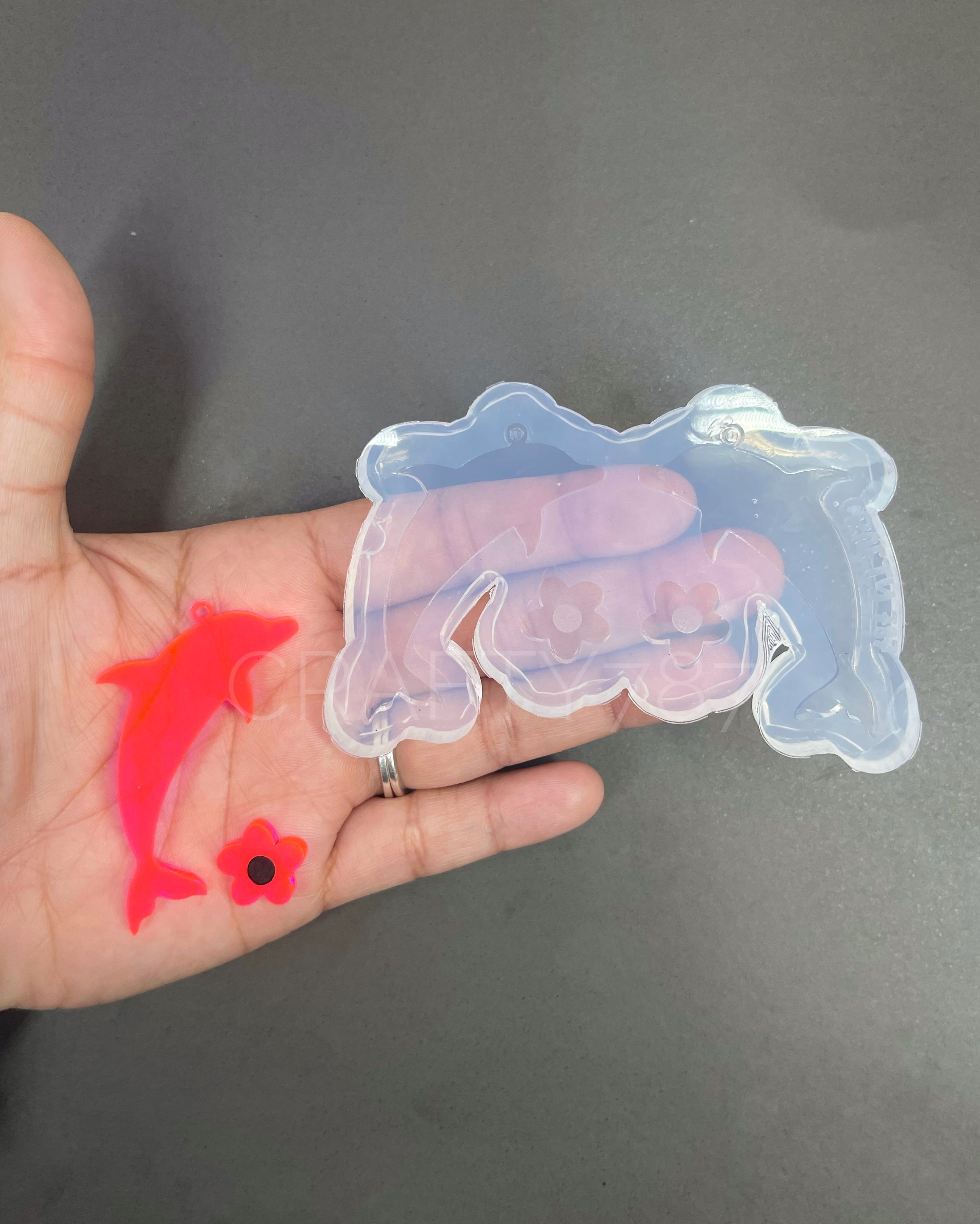 Dolphin Dangle Earring Silicone Mold and Flower stud (C13)