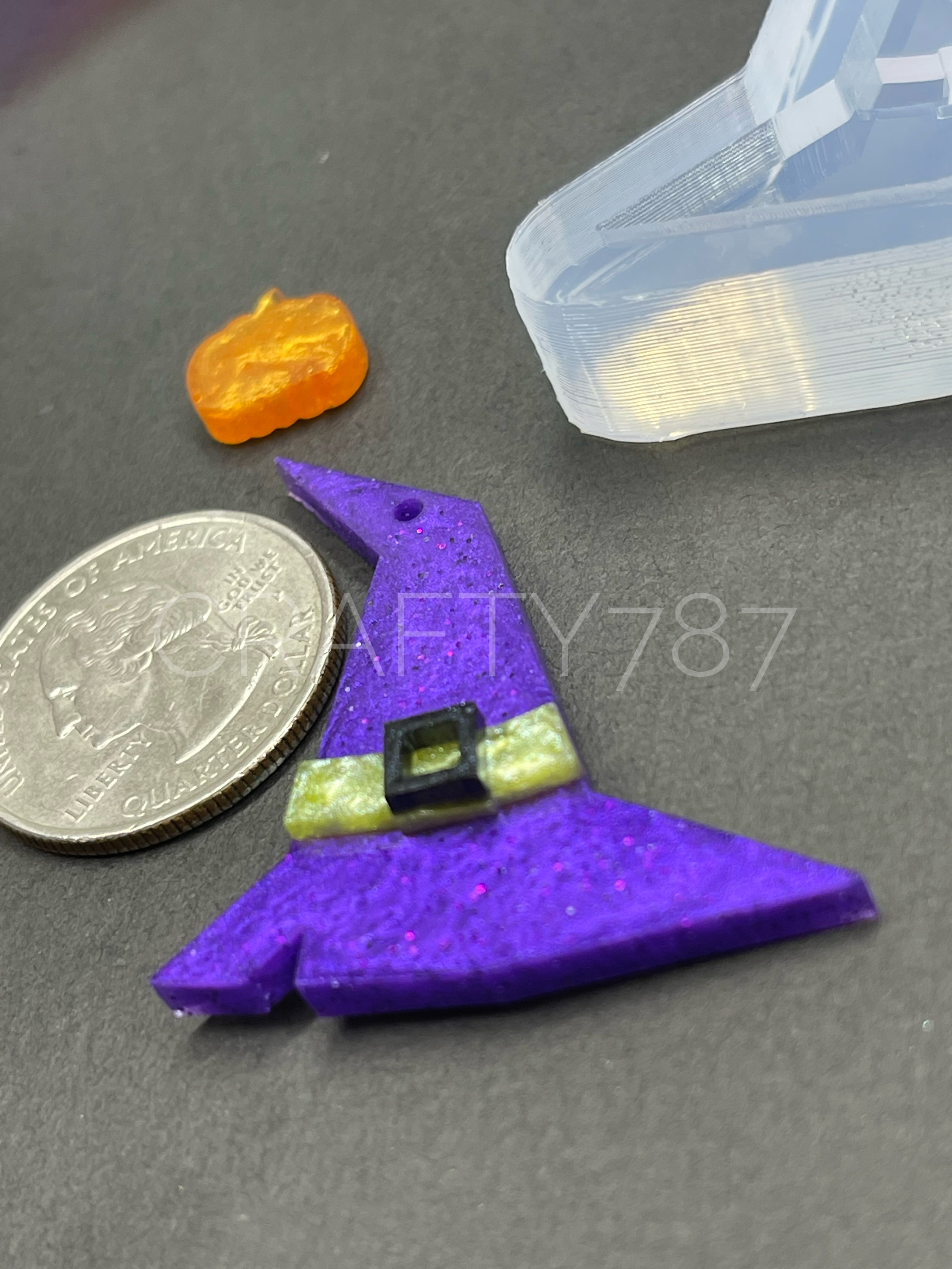 Witch Hat Dangle Earring + Mini Pumpkin Silicone Mold(C4)