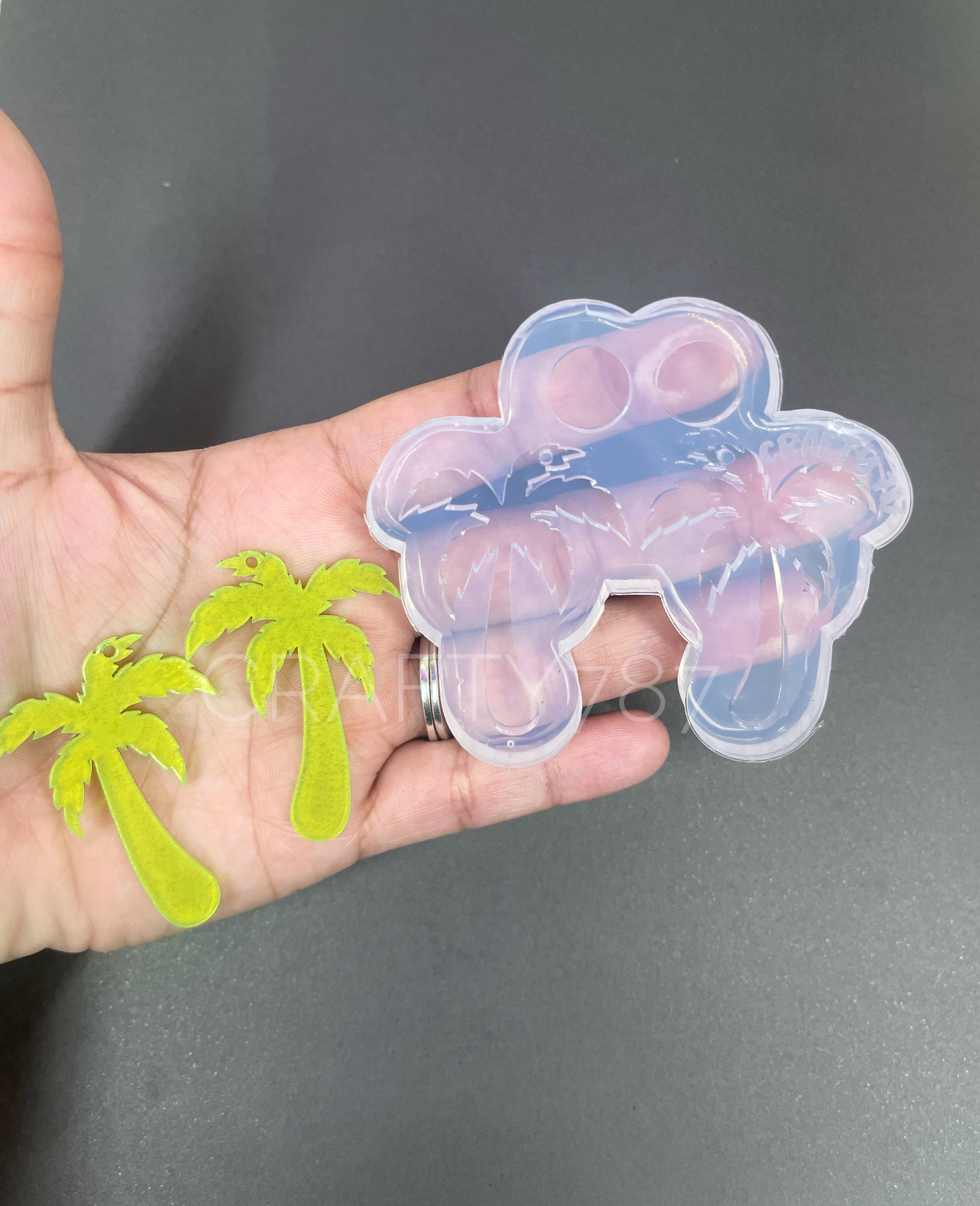 Tropical Palm Dangle Earring Silicone Mold (C13)