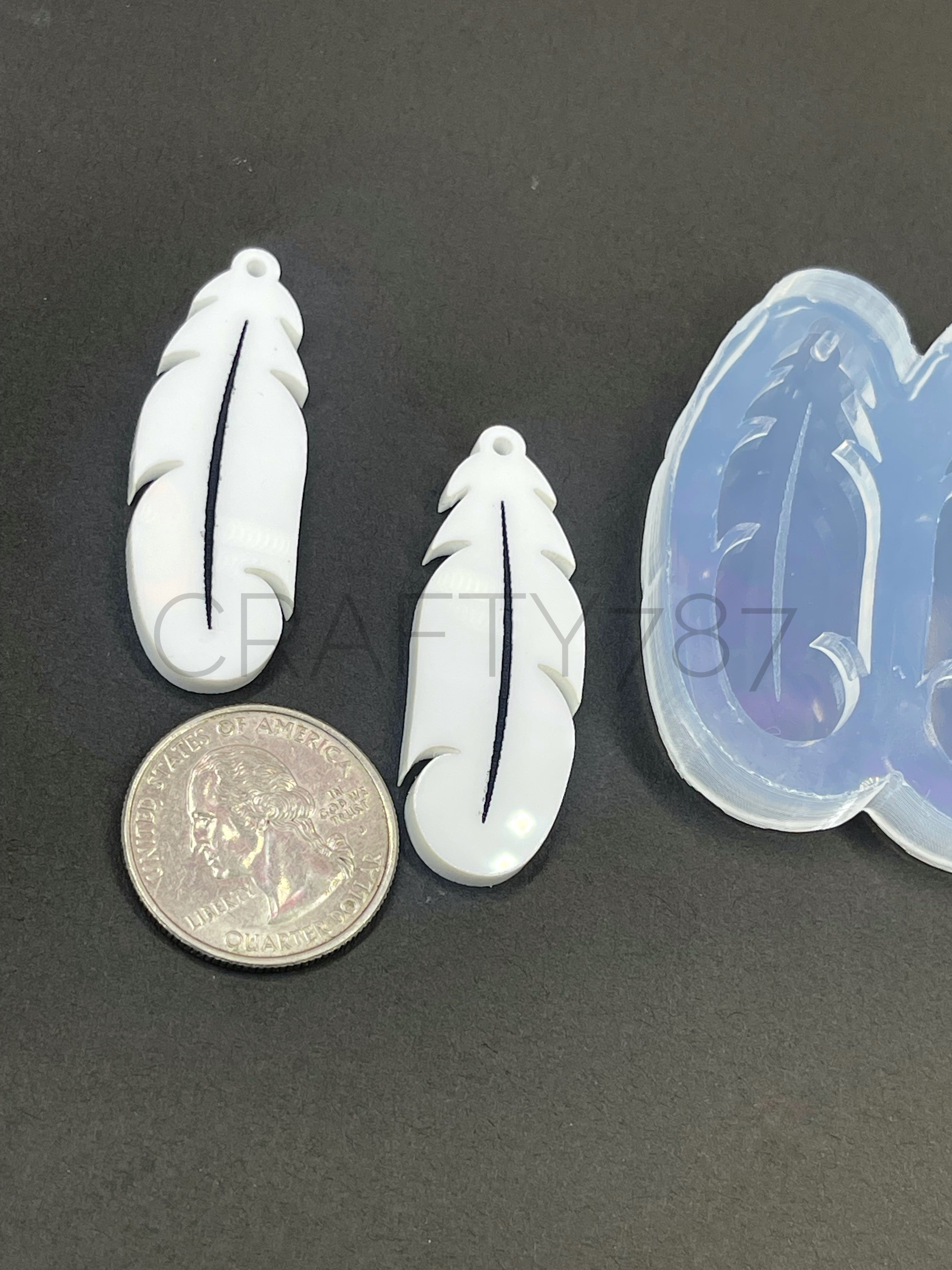 Feather Pluma Dangle Earring Silicone Mold Small 1.78in  (C9)