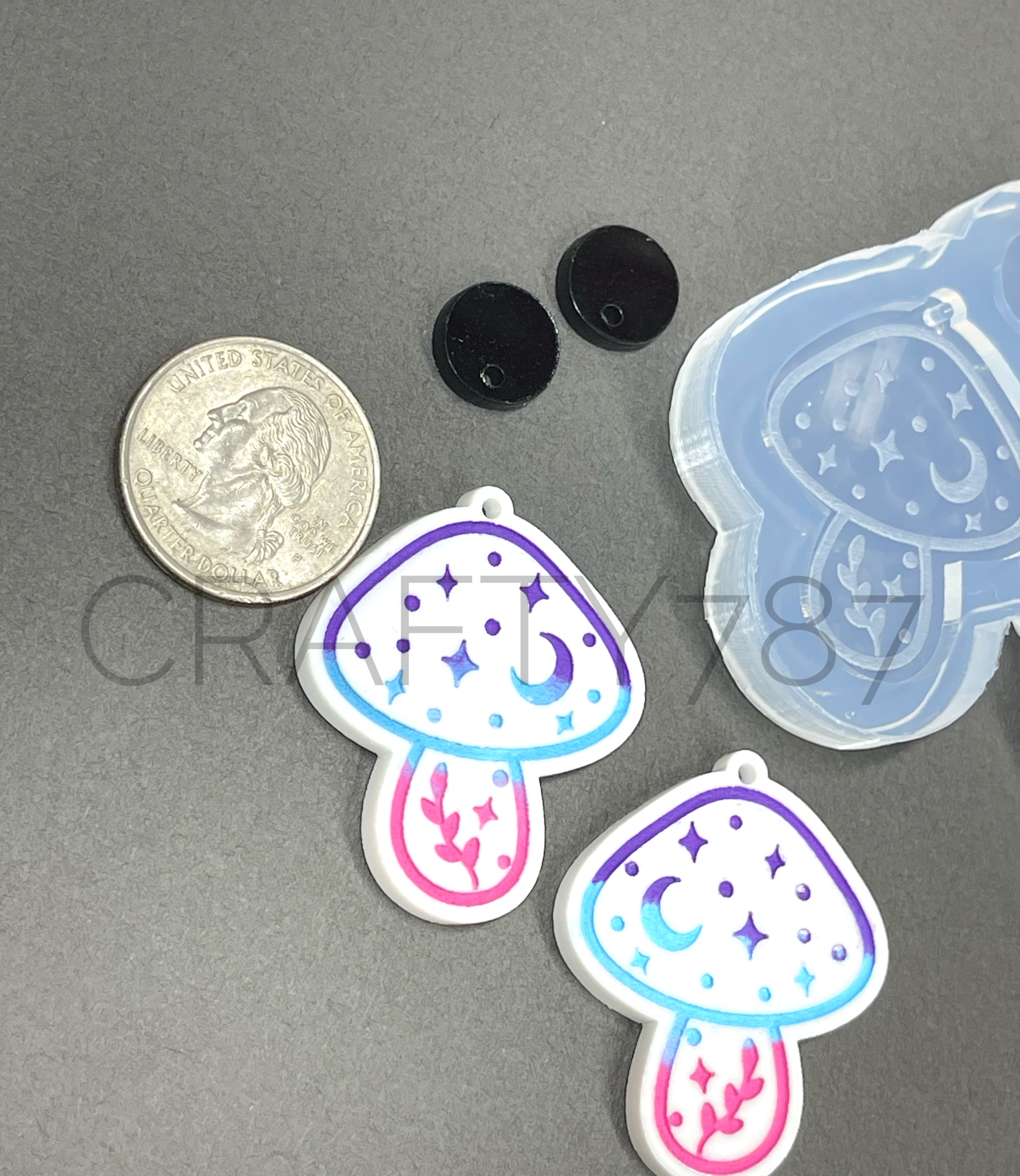 Mushroom Magical Hongo Dangle Earring Silicone Mold (D5)